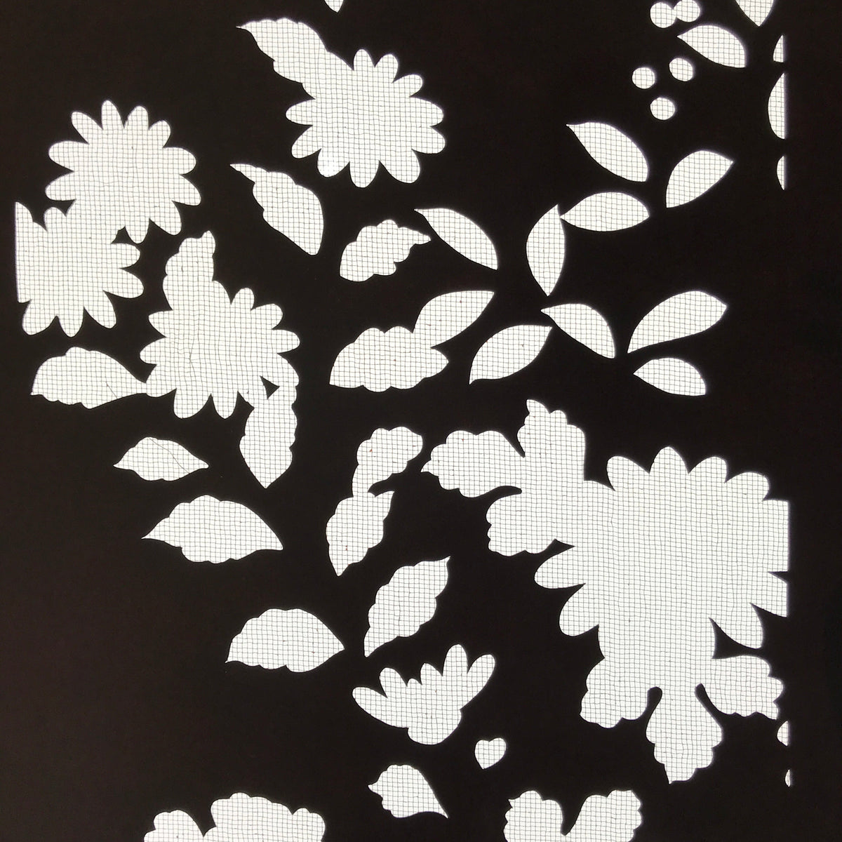Antique Japanese Katagami Kimono Paper Stencil Katazome Lush Floral Design 4Y591
