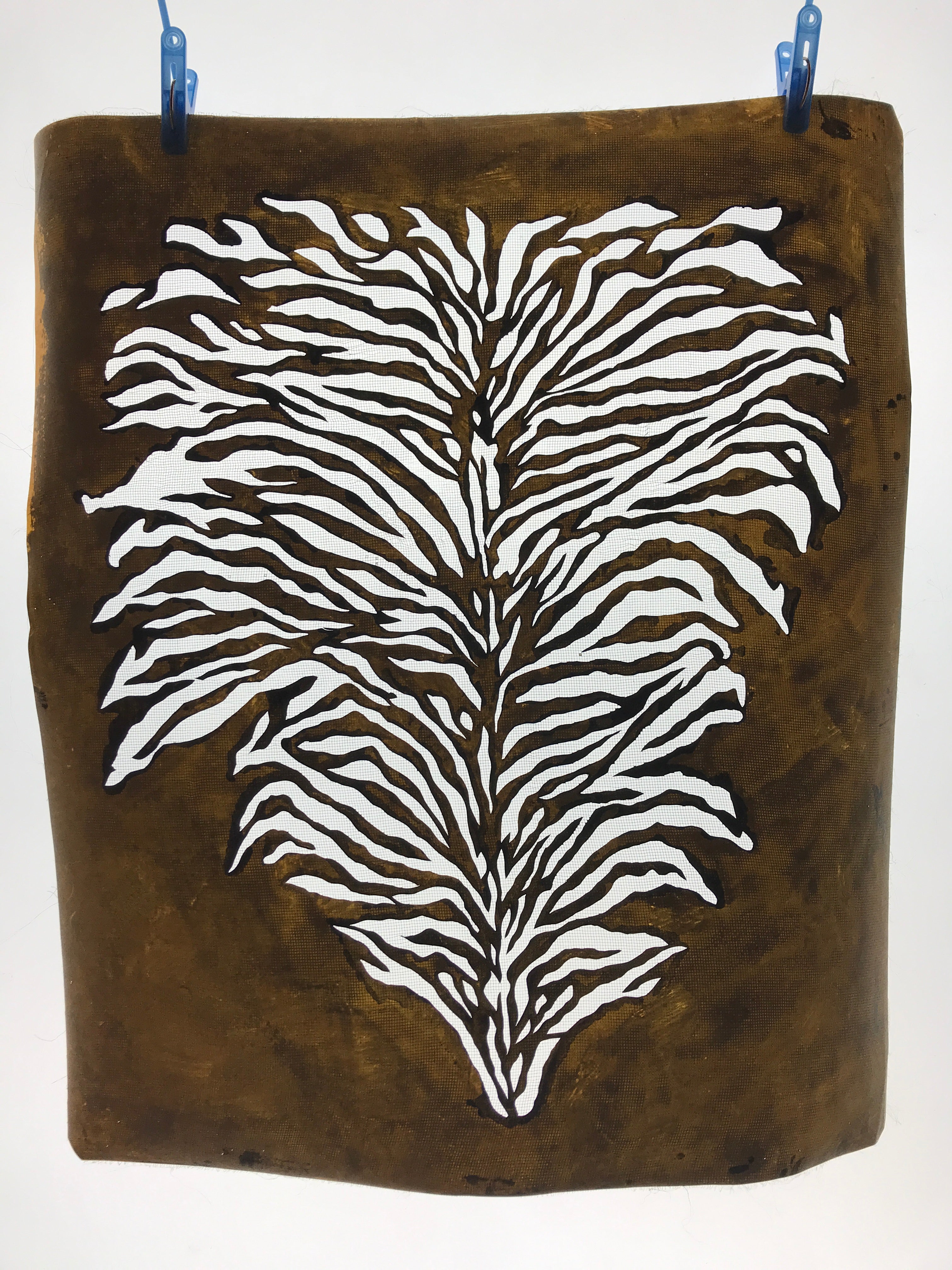 Antique Japanese Katagami Kimono Paper Stencil Katazome Lush Plant Design 4Y590