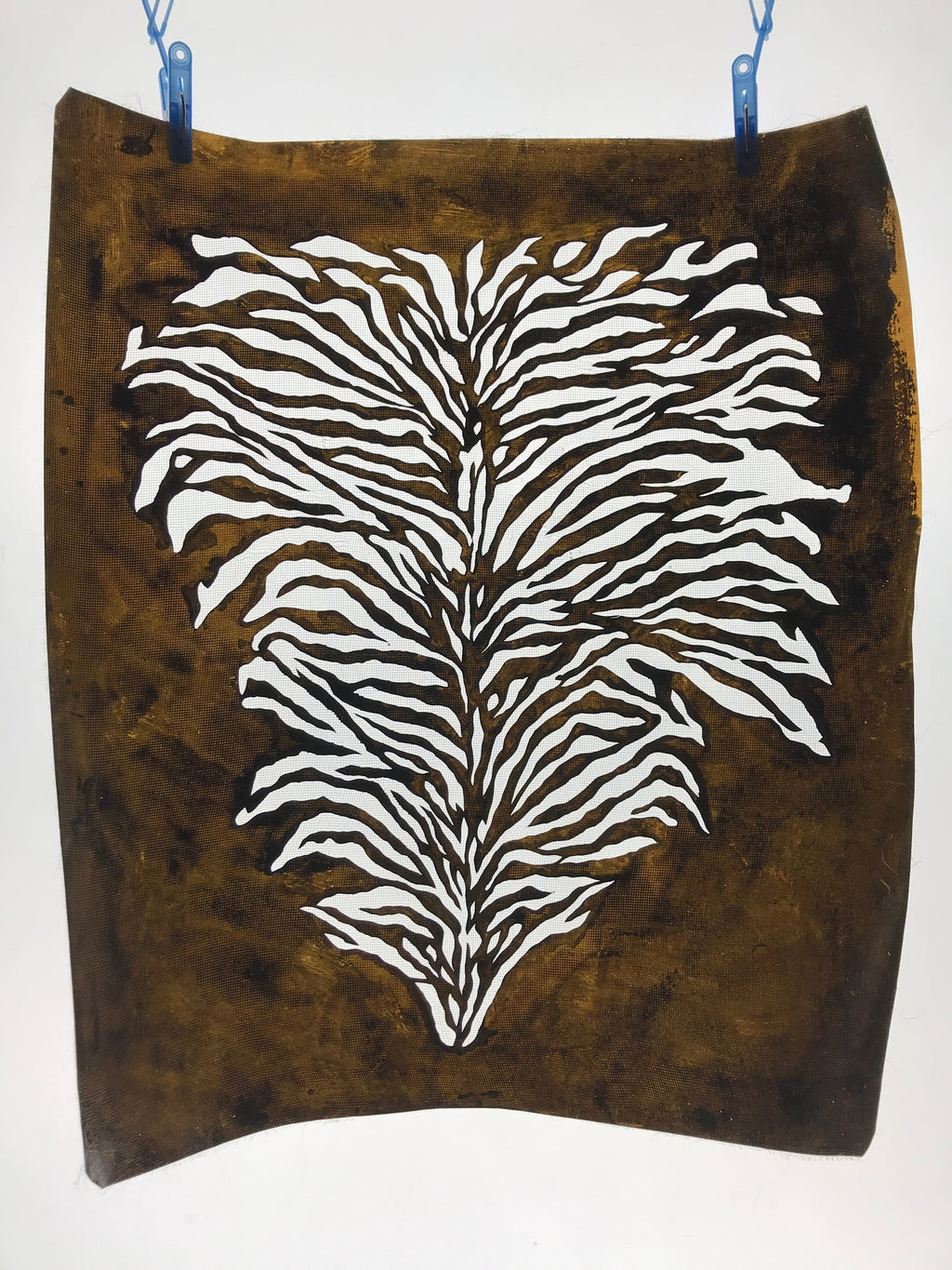 Antique Japanese Katagami Kimono Paper Stencil Katazome Lush Plant Design 4Y590
