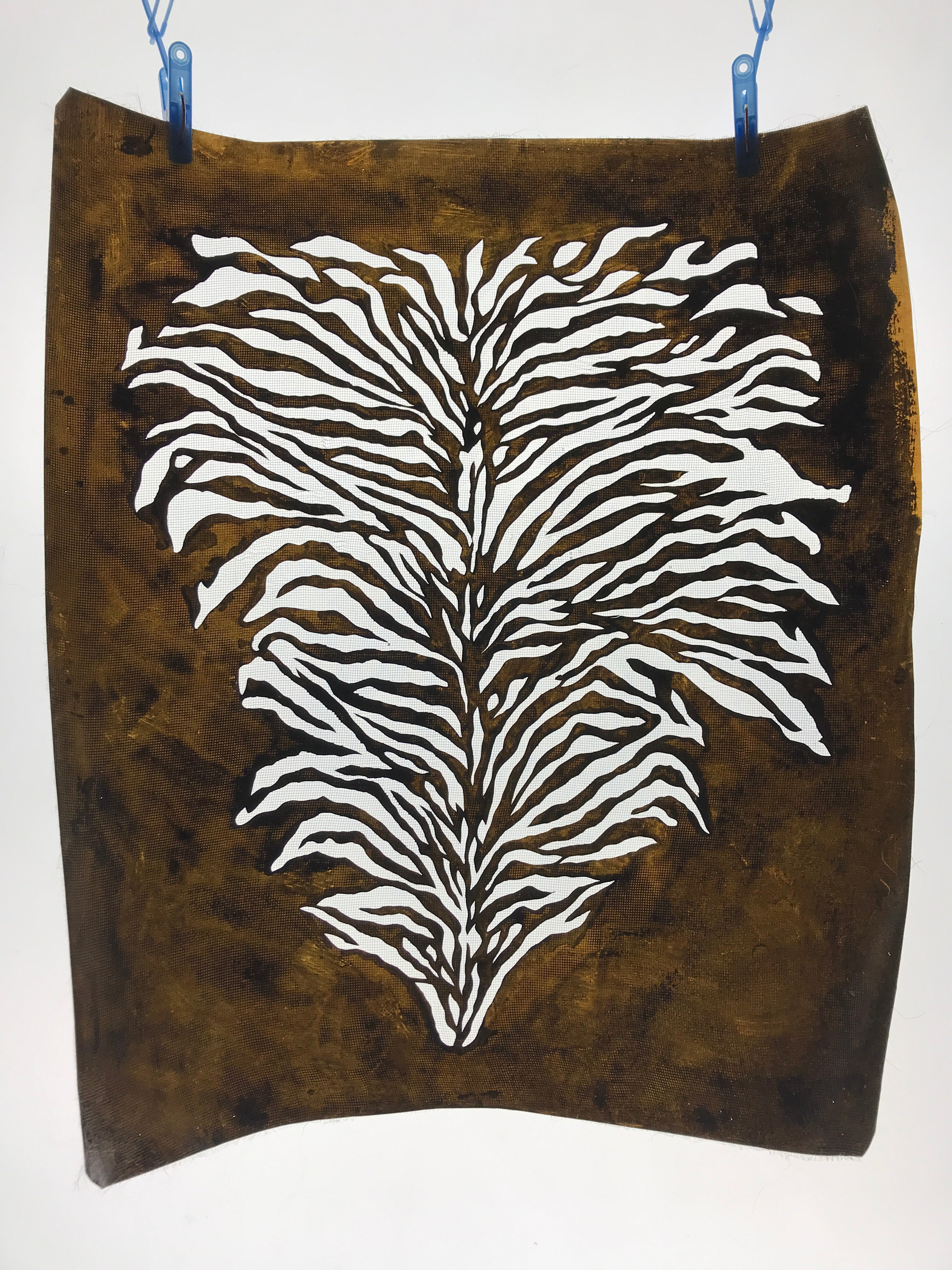 Antique Japanese Katagami Kimono Paper Stencil Katazome Lush Plant Design 4Y590