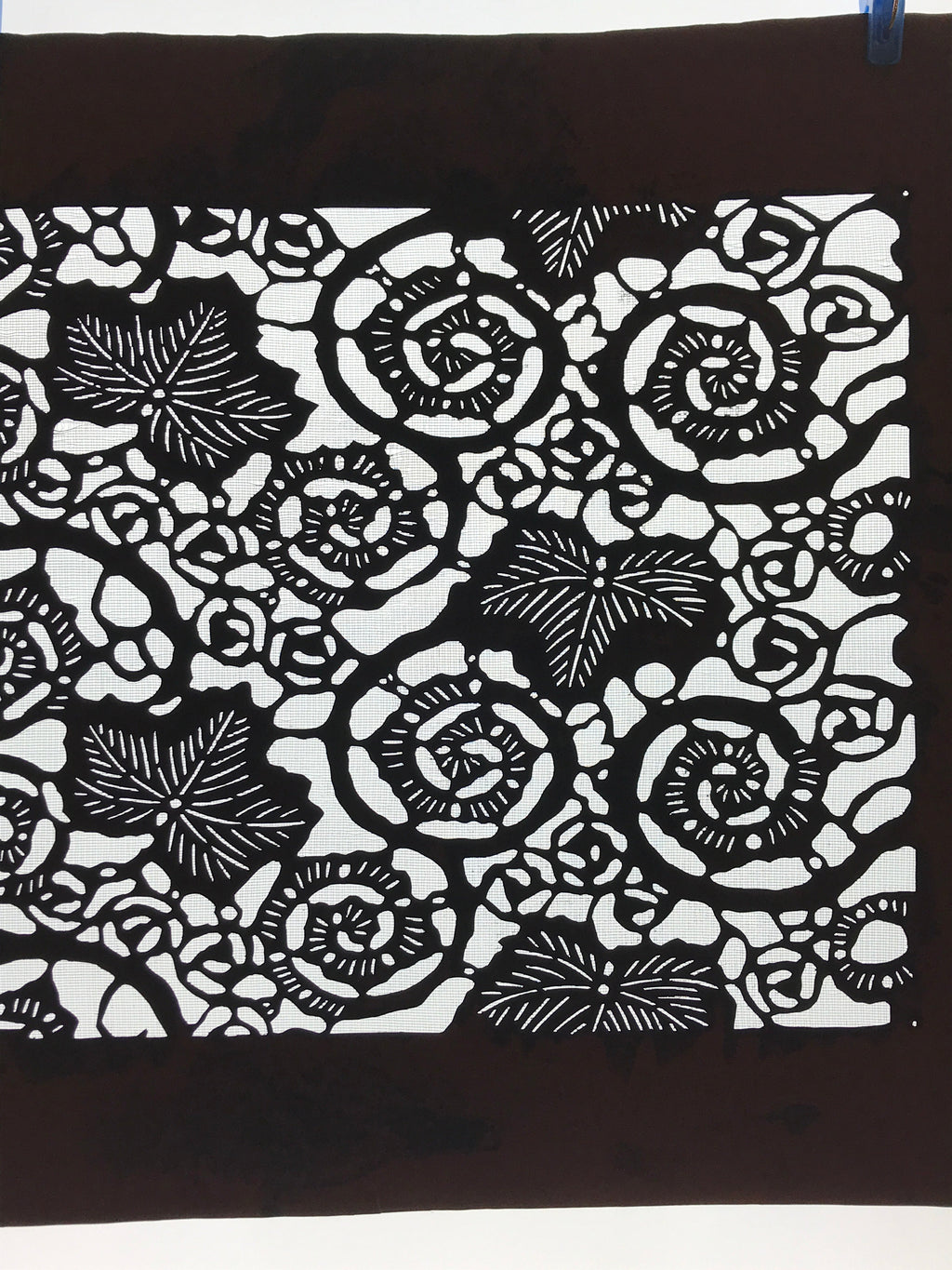 Antique Japanese Katagami Kimono Paper Stencil Katazome Morning Glory Vine 4Y542