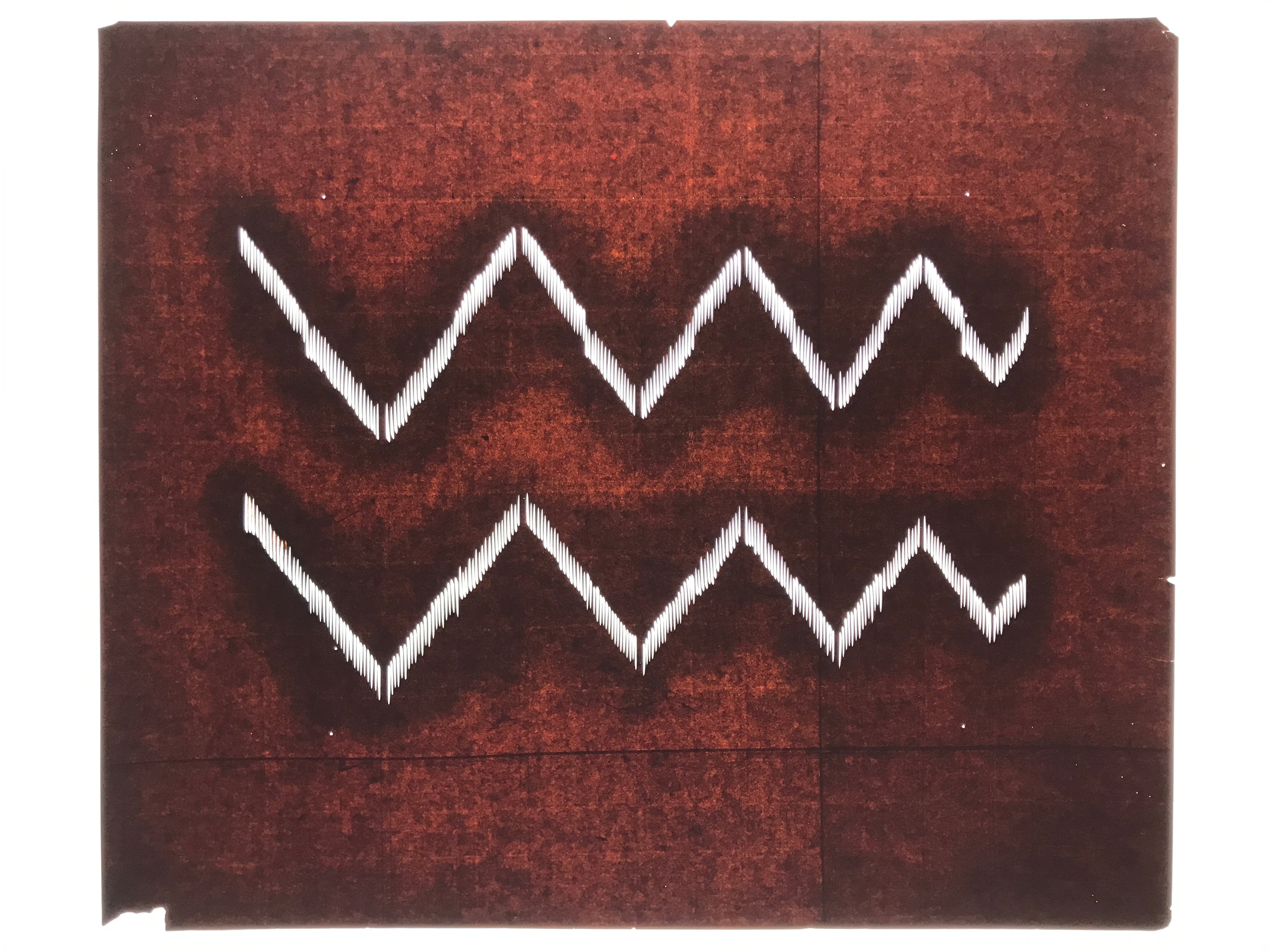 Antique Japanese Katagami Kimono Paper Stencil Katazome Mountain Line 4Y695