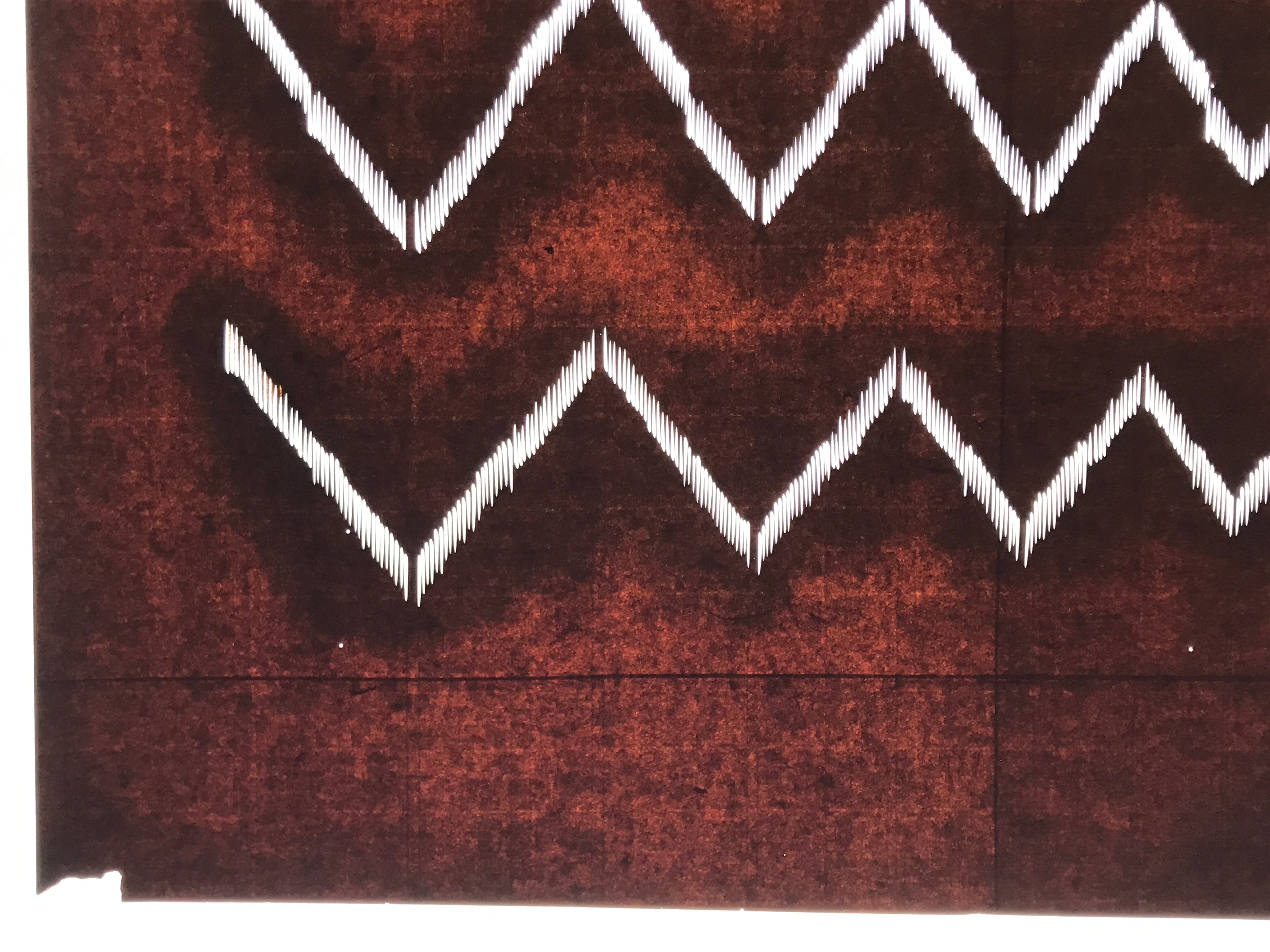 Antique Japanese Katagami Kimono Paper Stencil Katazome Mountain Line 4Y695