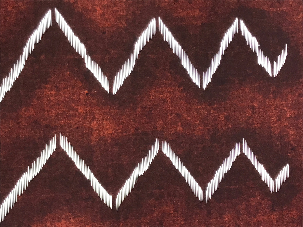Antique Japanese Katagami Kimono Paper Stencil Katazome Mountain Line 4Y696