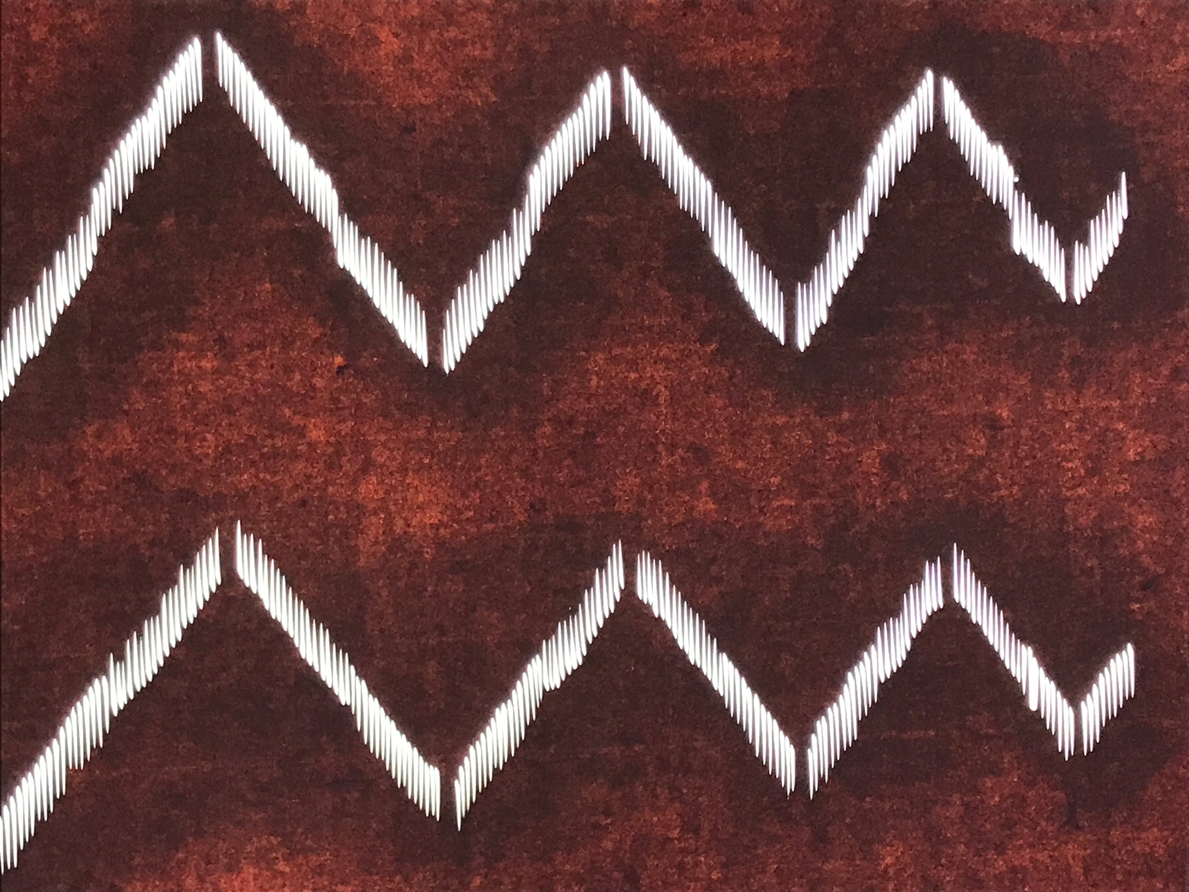 Antique Japanese Katagami Kimono Paper Stencil Katazome Mountain Line 4Y696