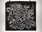 Antique Japanese Katagami Kimono Paper Stencil Katazome Paisley Flower 4Y554