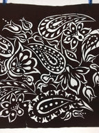 Antique Japanese Katagami Kimono Paper Stencil Katazome Paisley Flower 4Y554