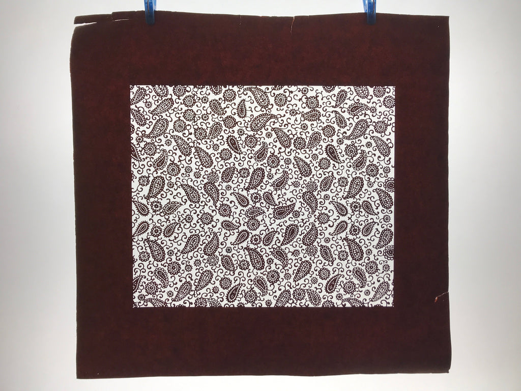 Antique Japanese Katagami Kimono Paper Stencil Katazome Paisley Vines 4Y585