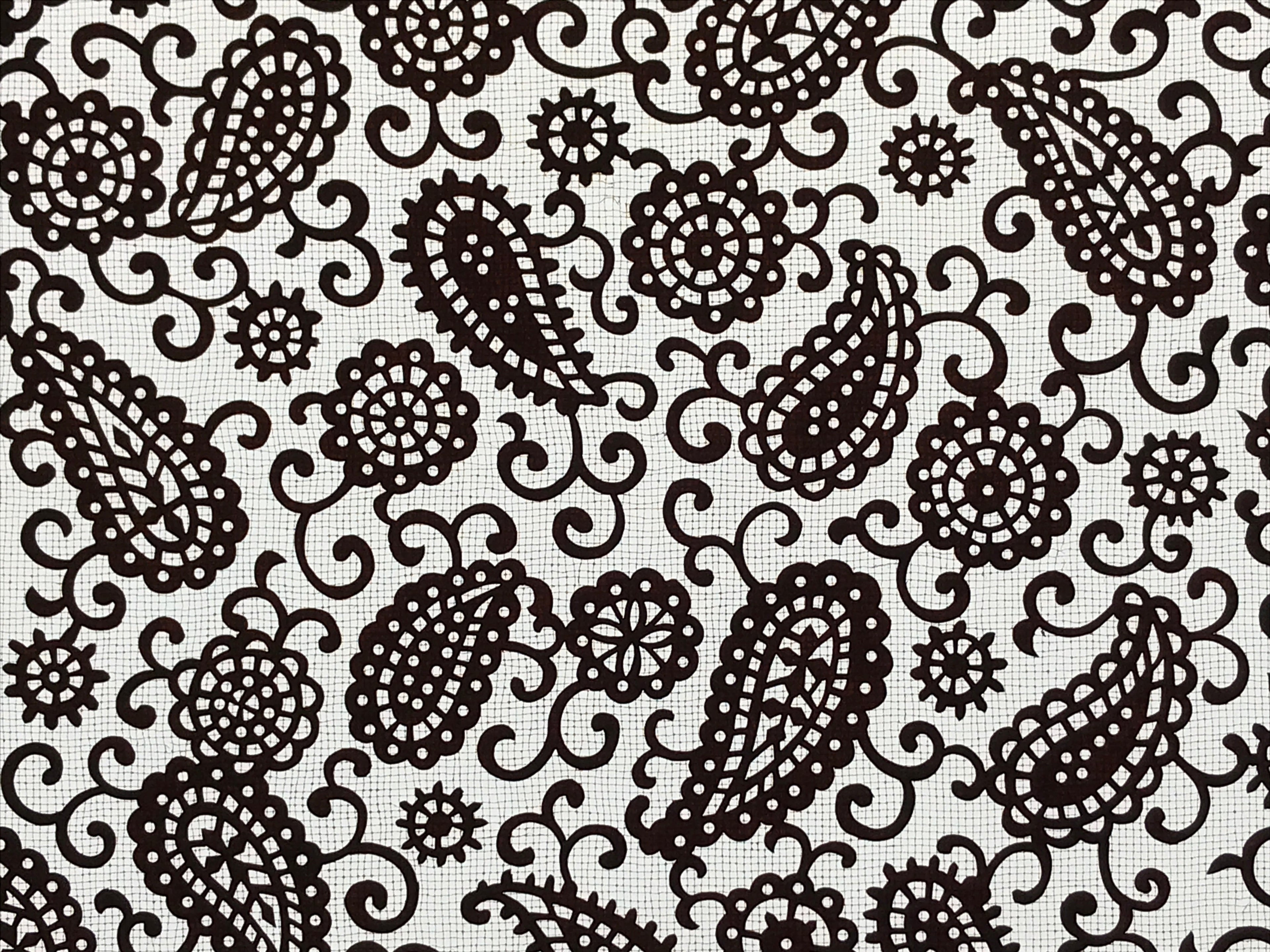 Antique Japanese Katagami Kimono Paper Stencil Katazome Paisley Vines 4Y585