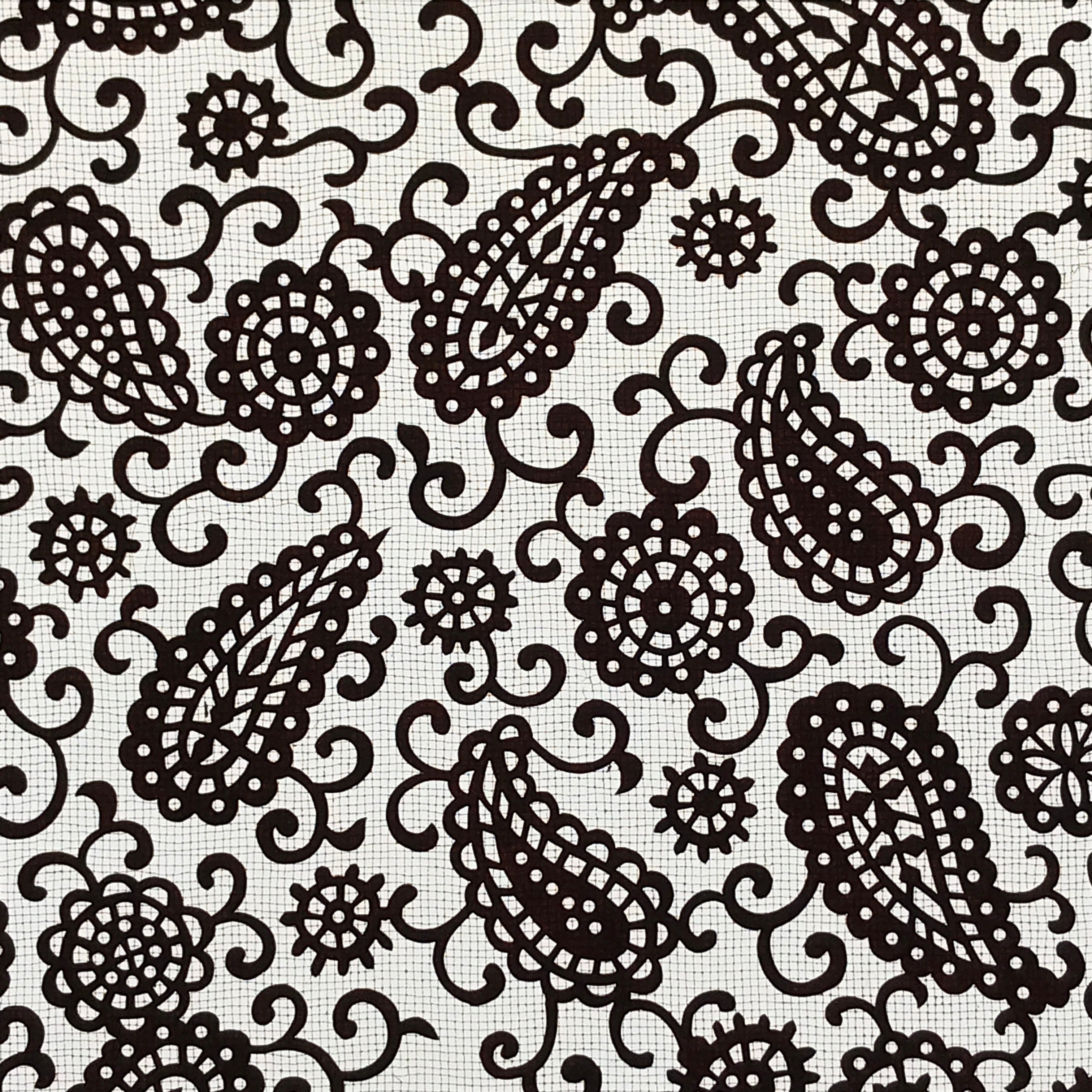 Antique Japanese Katagami Kimono Paper Stencil Katazome Paisley Vines 4Y585