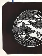 Antique Japanese Katagami Kimono Paper Stencil Katazome Pine Mountain 4Y531