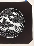 Antique Japanese Katagami Kimono Paper Stencil Katazome Pine Mountain 4Y531