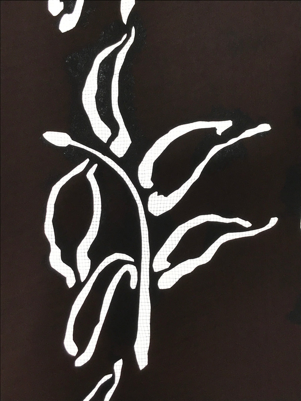Antique Japanese Katagami Kimono Paper Stencil Katazome Plants Leaves 4Y568