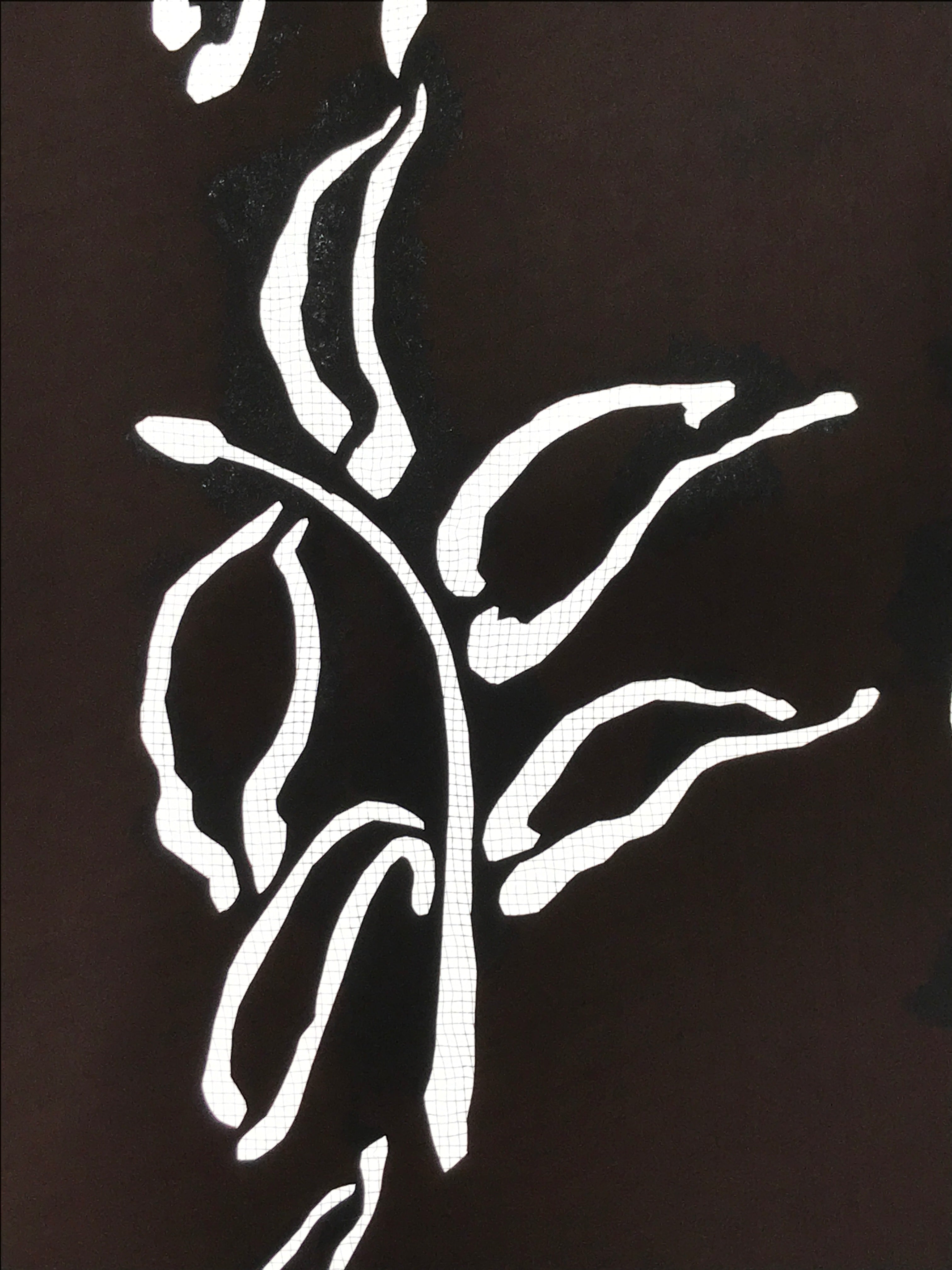 Antique Japanese Katagami Kimono Paper Stencil Katazome Plants Leaves 4Y568