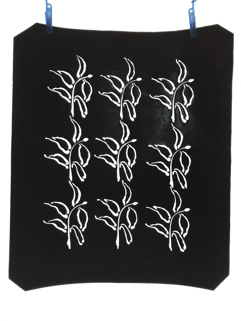Antique Japanese Katagami Kimono Paper Stencil Katazome Plants Leaves 4Y568