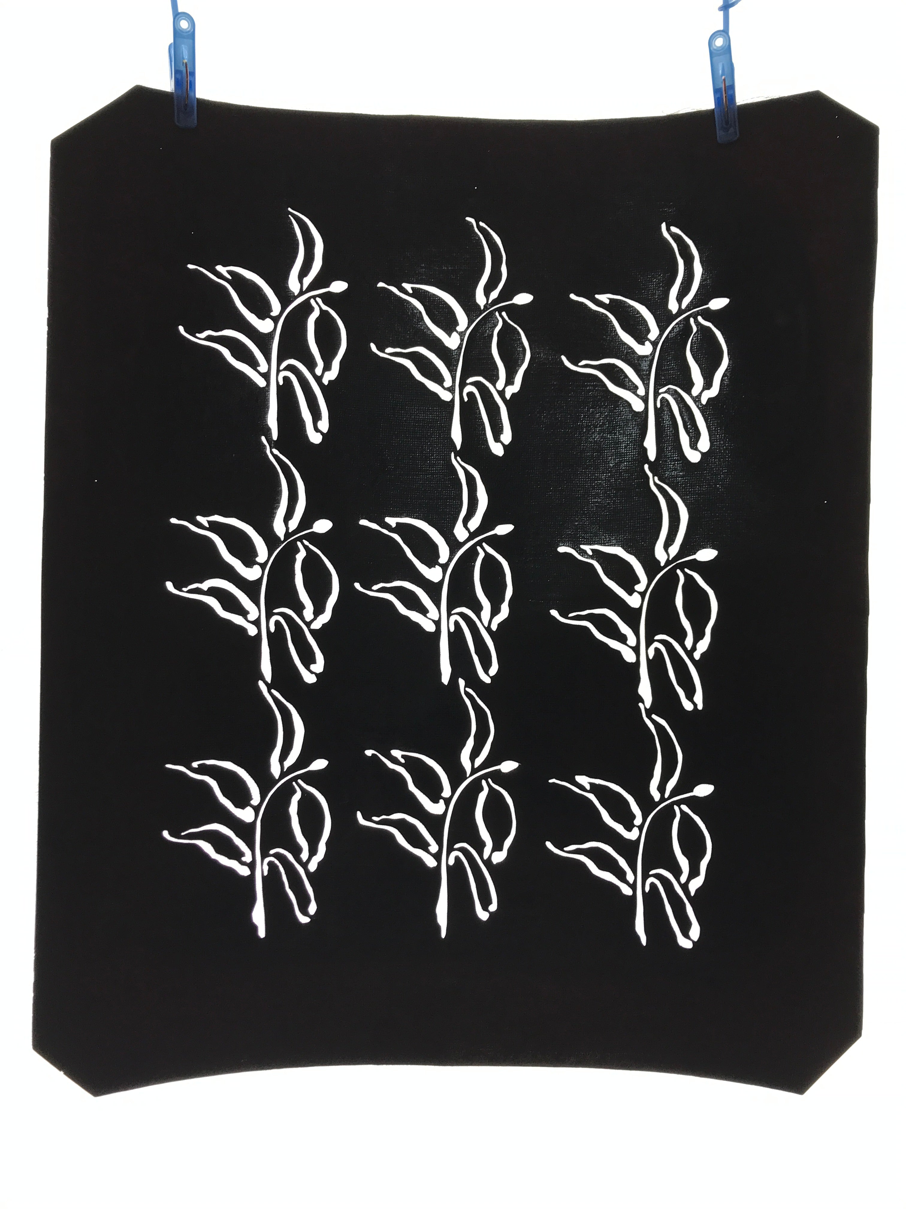 Antique Japanese Katagami Kimono Paper Stencil Katazome Plants Leaves 4Y568