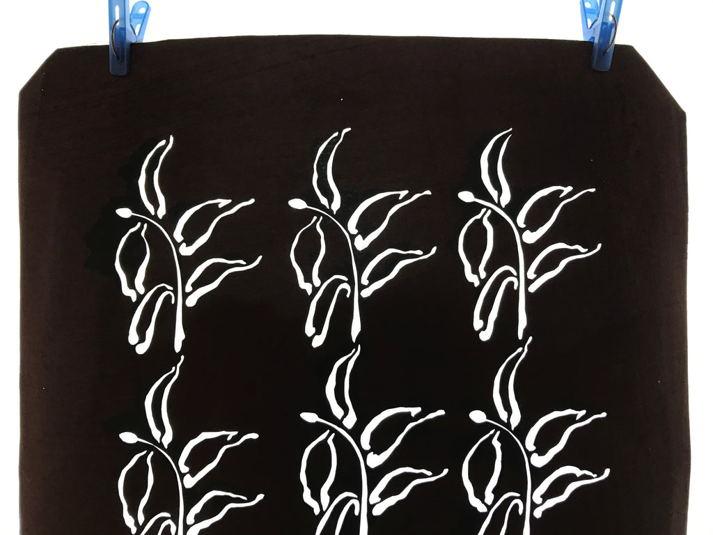 Antique Japanese Katagami Kimono Paper Stencil Katazome Plants Leaves 4Y568