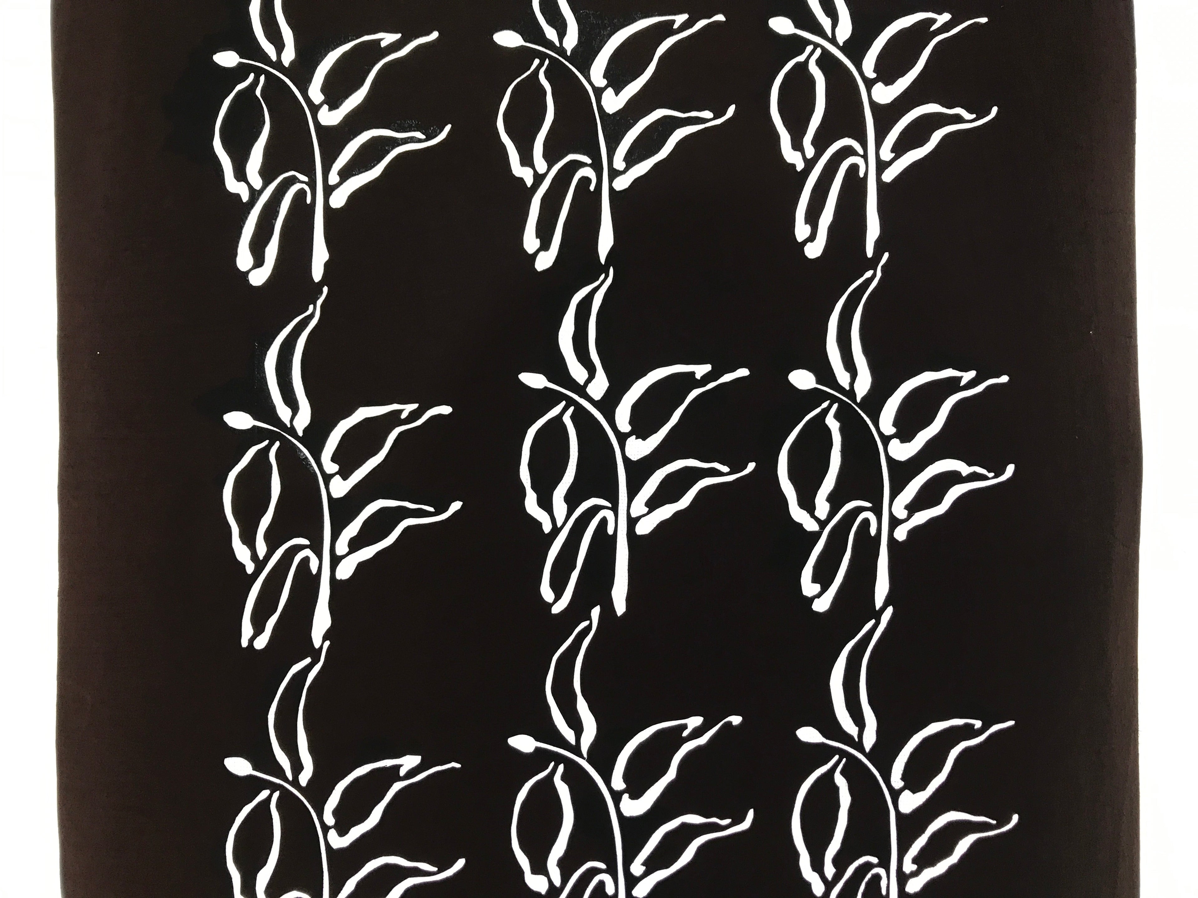 Antique Japanese Katagami Kimono Paper Stencil Katazome Plants Leaves 4Y568