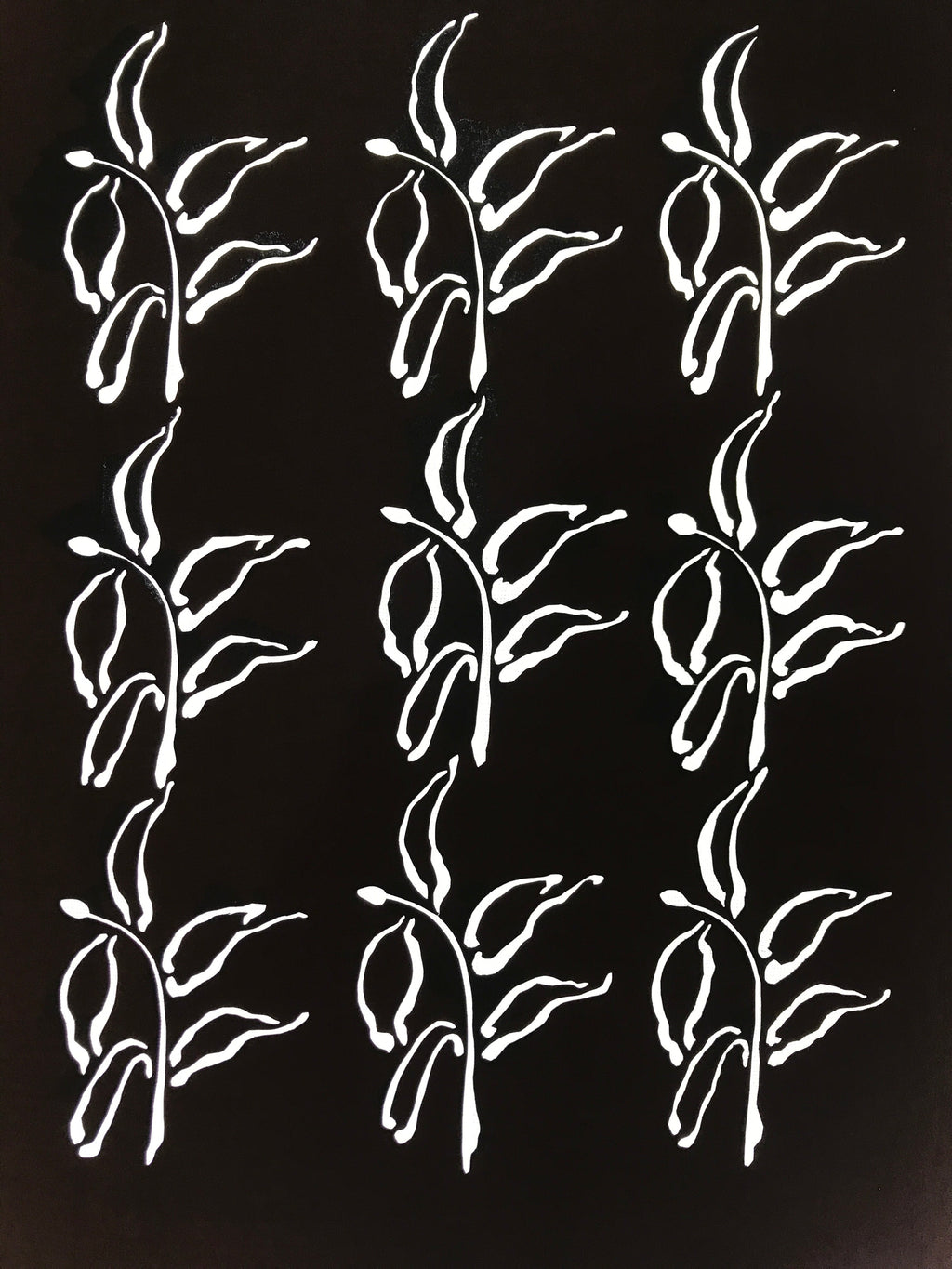 Antique Japanese Katagami Kimono Paper Stencil Katazome Plants Leaves 4Y568