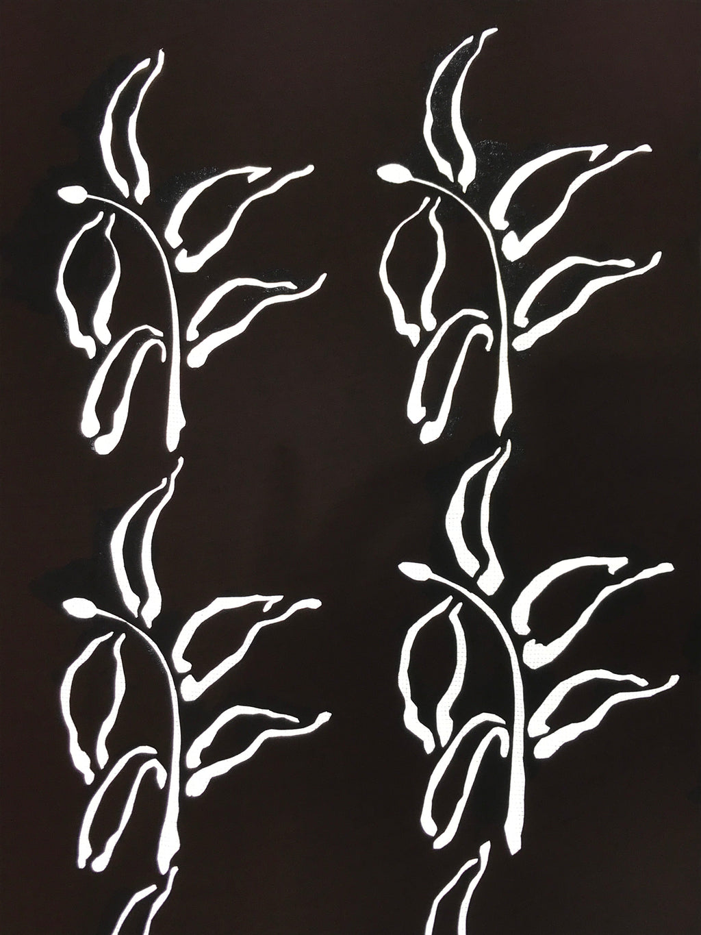 Antique Japanese Katagami Kimono Paper Stencil Katazome Plants Leaves 4Y568