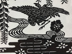 Antique Japanese Katagami Kimono Paper Stencil Katazome Pond Peony Crane 4Y514