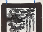 Antique Japanese Katagami Kimono Paper Stencil Katazome Pond Peony Crane 4Y514