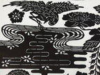 Antique Japanese Katagami Kimono Paper Stencil Katazome Pond Peony Crane 4Y514