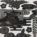 Antique Japanese Katagami Kimono Paper Stencil Katazome Pond Peony Crane 4Y514