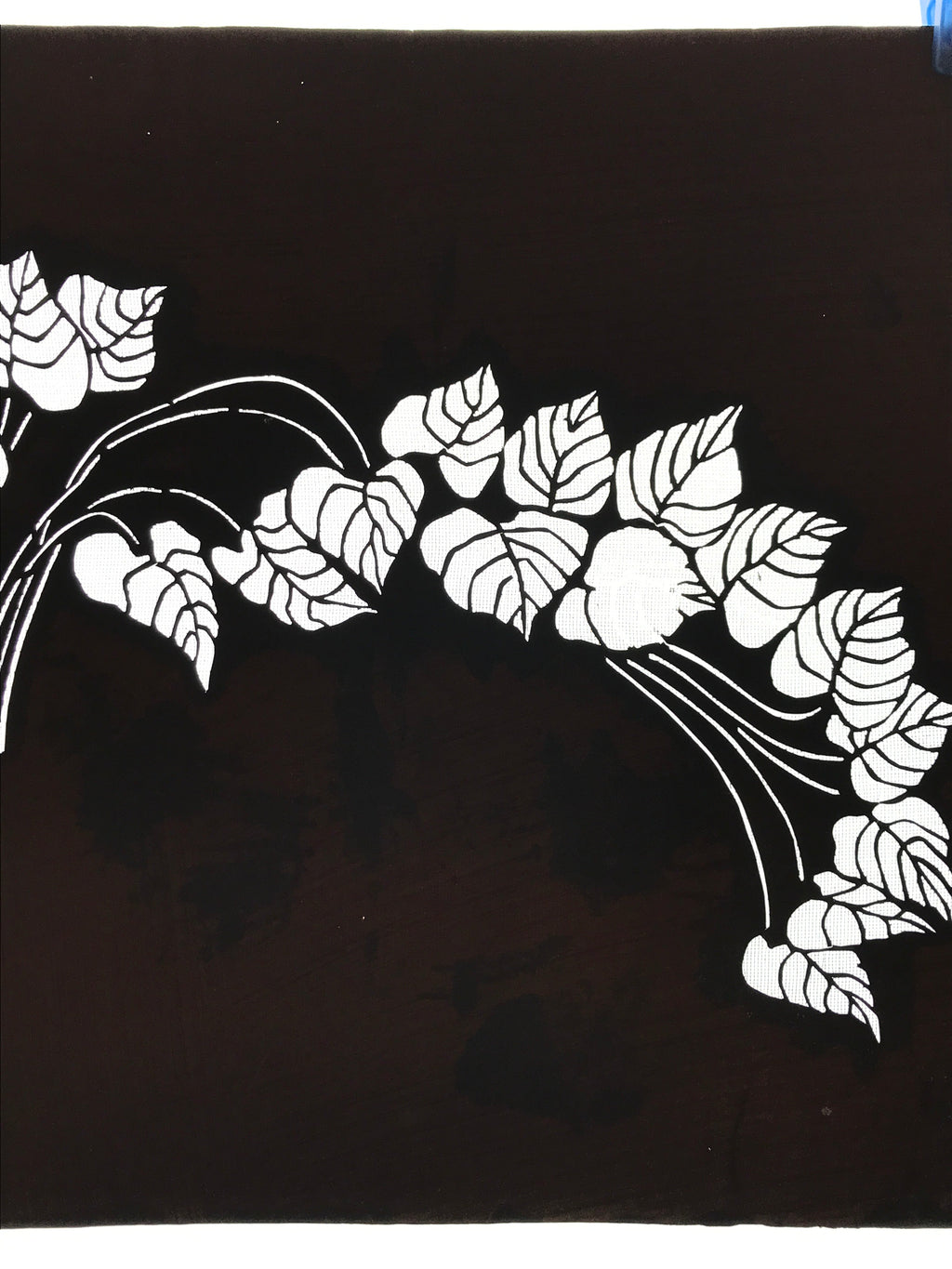 Antique Japanese Katagami Kimono Paper Stencil Katazome Pothos Ivy Tsuta 4Y530