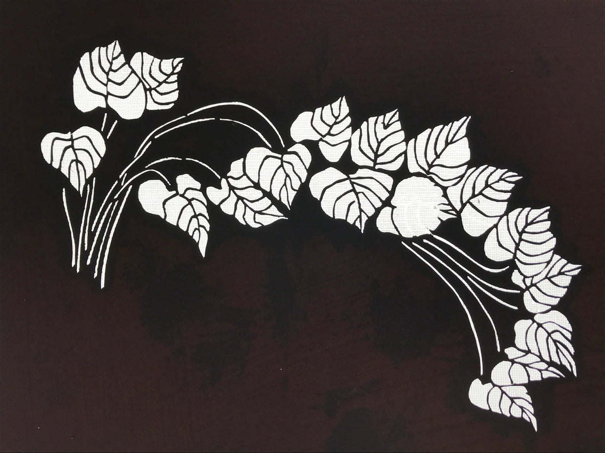 Antique Japanese Katagami Kimono Paper Stencil Katazome Pothos Ivy Tsuta 4Y530