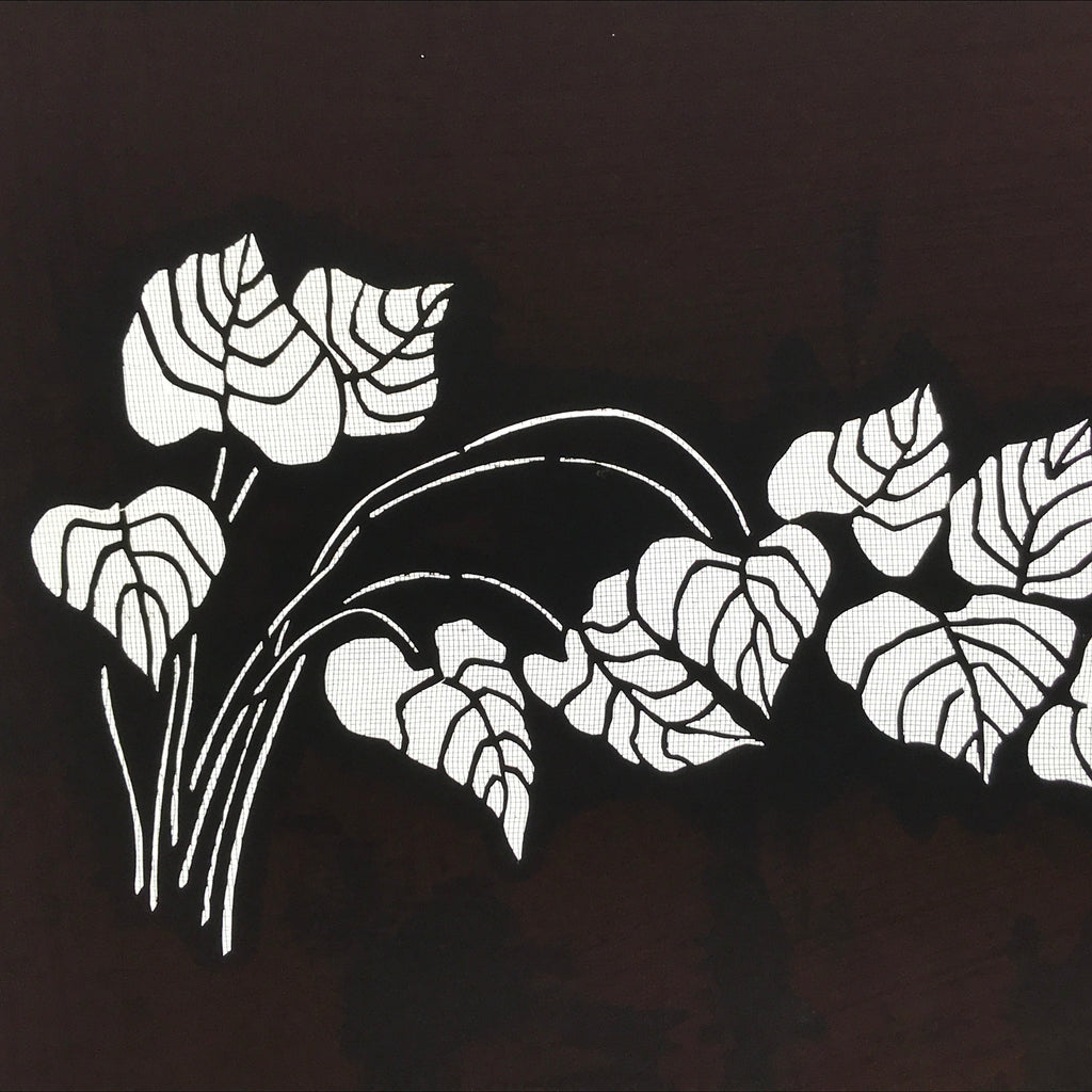 Antique Japanese Katagami Kimono Paper Stencil Katazome Pothos Ivy Tsuta 4Y530