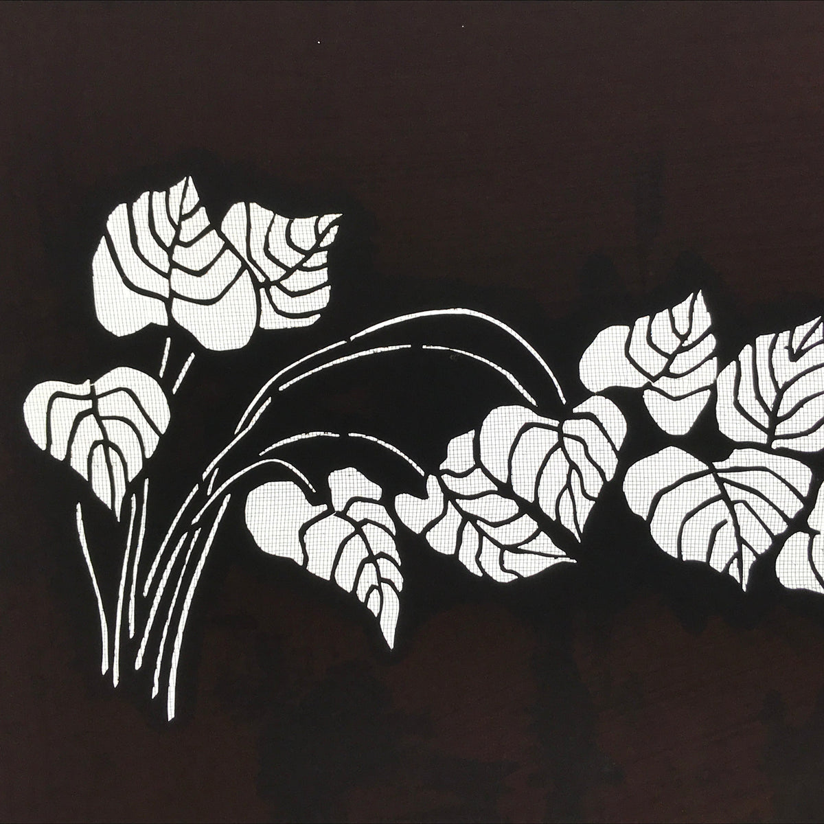 Antique Japanese Katagami Kimono Paper Stencil Katazome Pothos Ivy Tsuta 4Y530