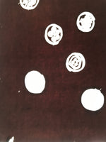 Antique Japanese Katagami Kimono Paper Stencil Katazome Round Food Design 4Y650