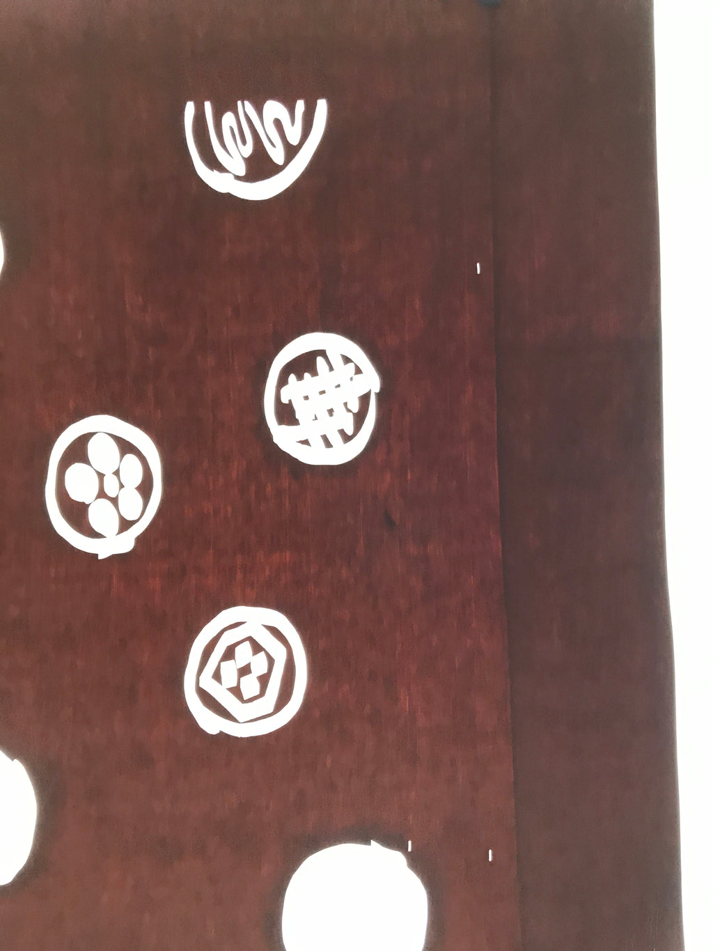 Antique Japanese Katagami Kimono Paper Stencil Katazome Round Food Design 4Y650