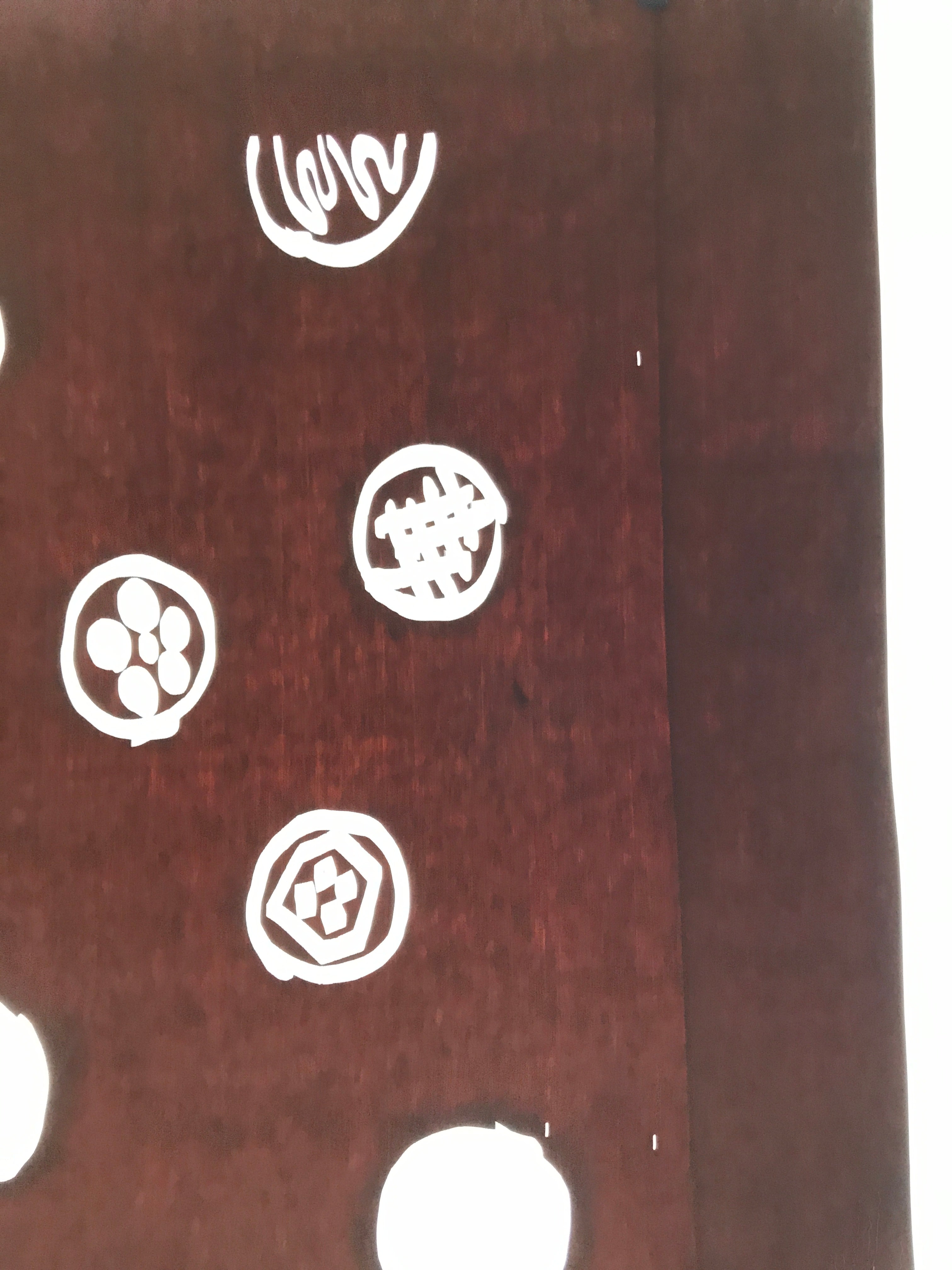 Antique Japanese Katagami Kimono Paper Stencil Katazome Round Food Design 4Y650