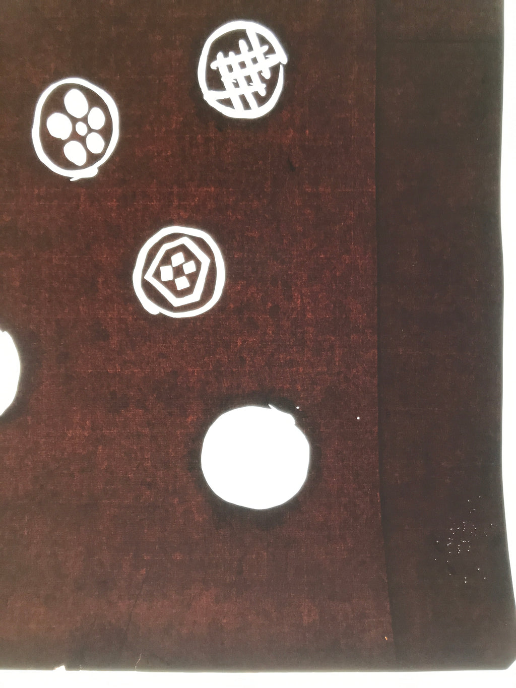 Antique Japanese Katagami Kimono Paper Stencil Katazome Round Food Design 4Y650