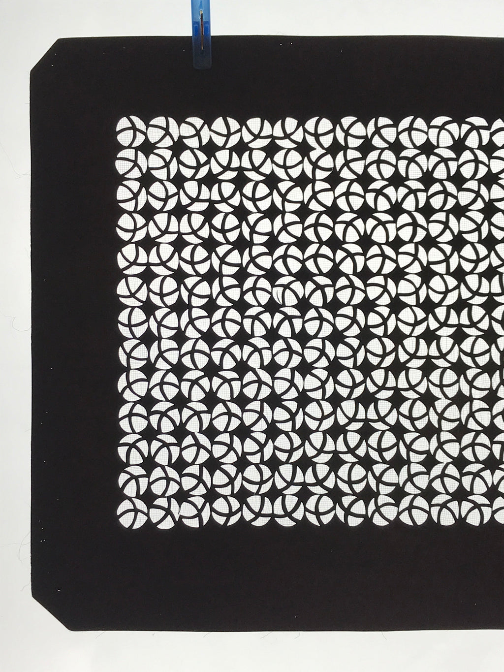 Antique Japanese Katagami Kimono Paper Stencil Katazome Round Geometric 4Y527