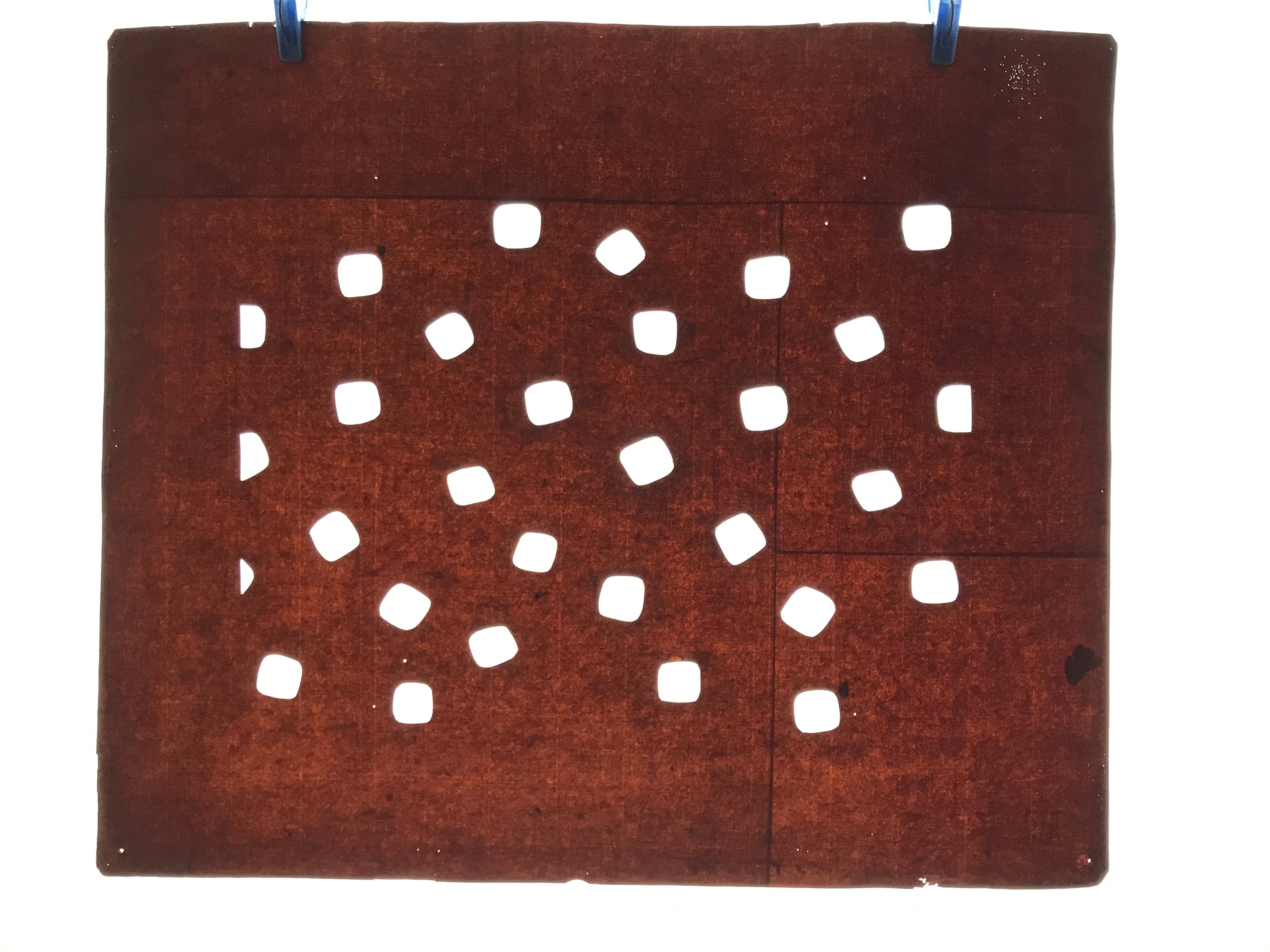 Antique Japanese Katagami Kimono Paper Stencil Katazome Rounded Squares 4Y648