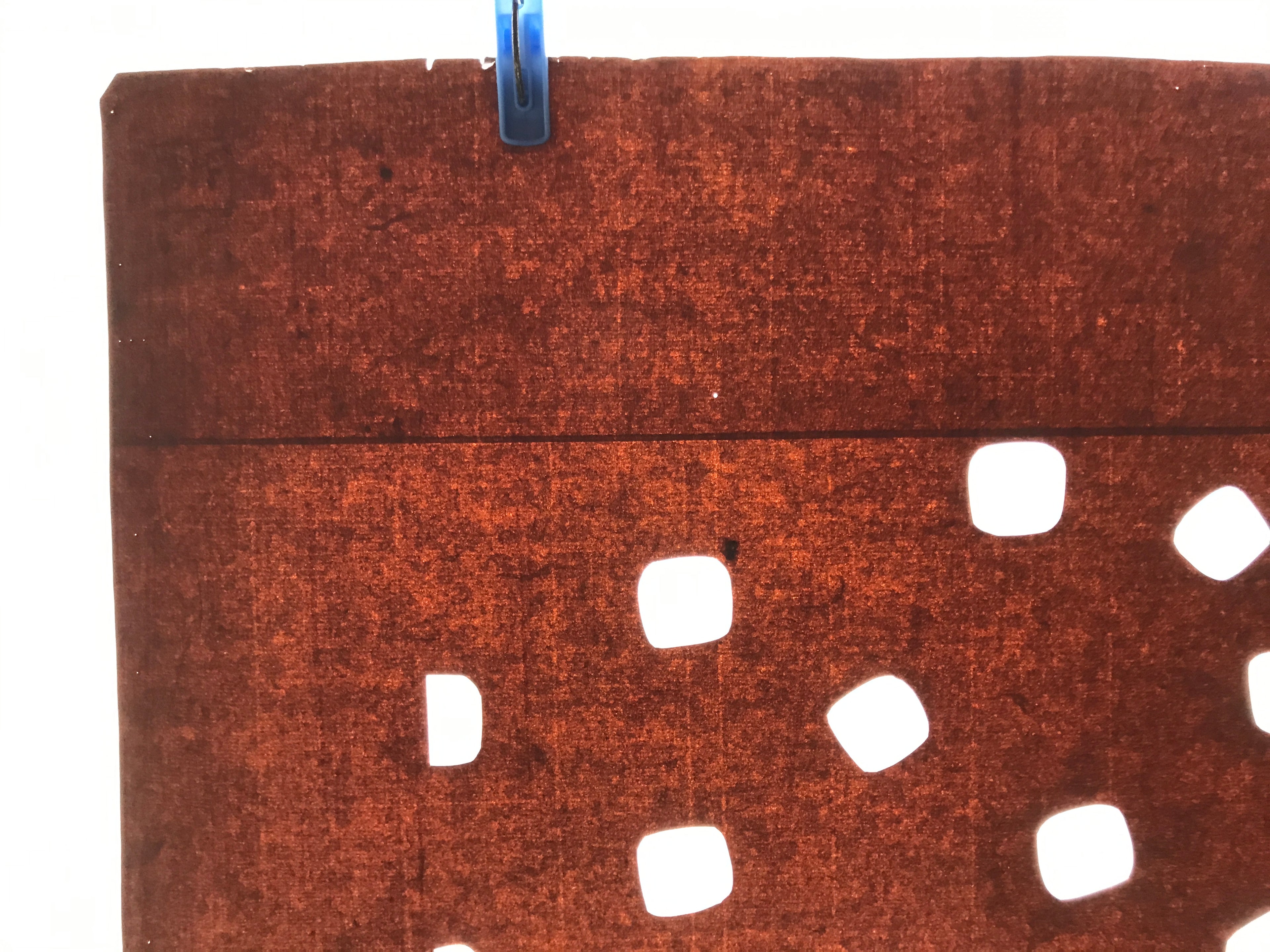 Antique Japanese Katagami Kimono Paper Stencil Katazome Rounded Squares 4Y648