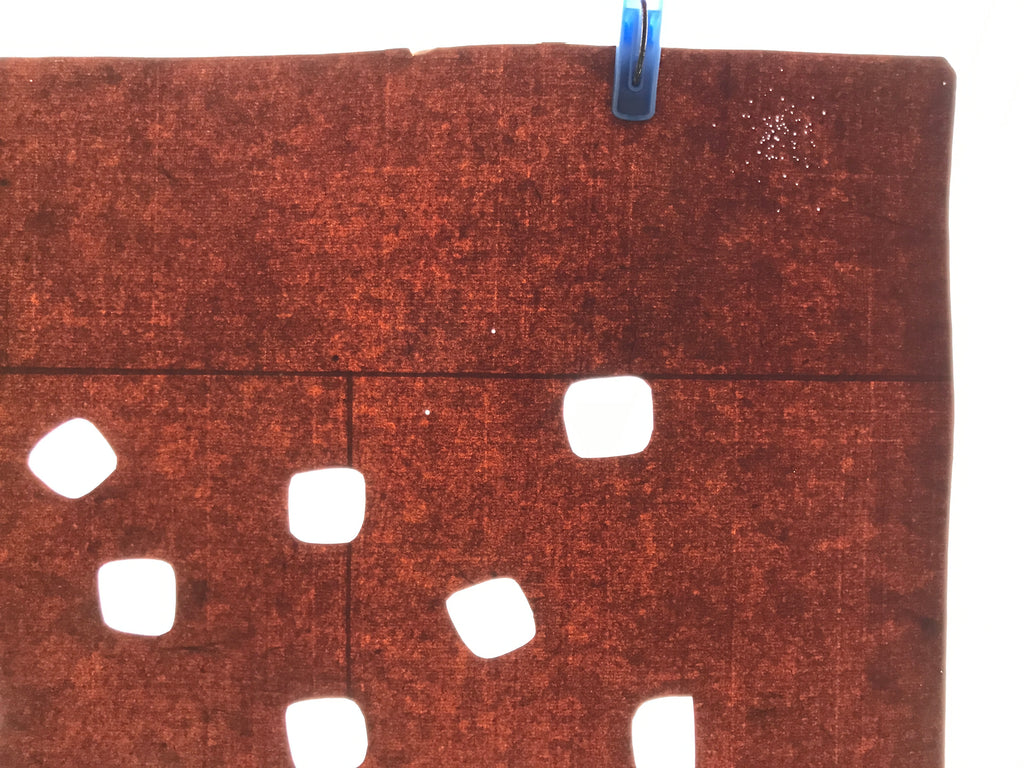 Antique Japanese Katagami Kimono Paper Stencil Katazome Rounded Squares 4Y648