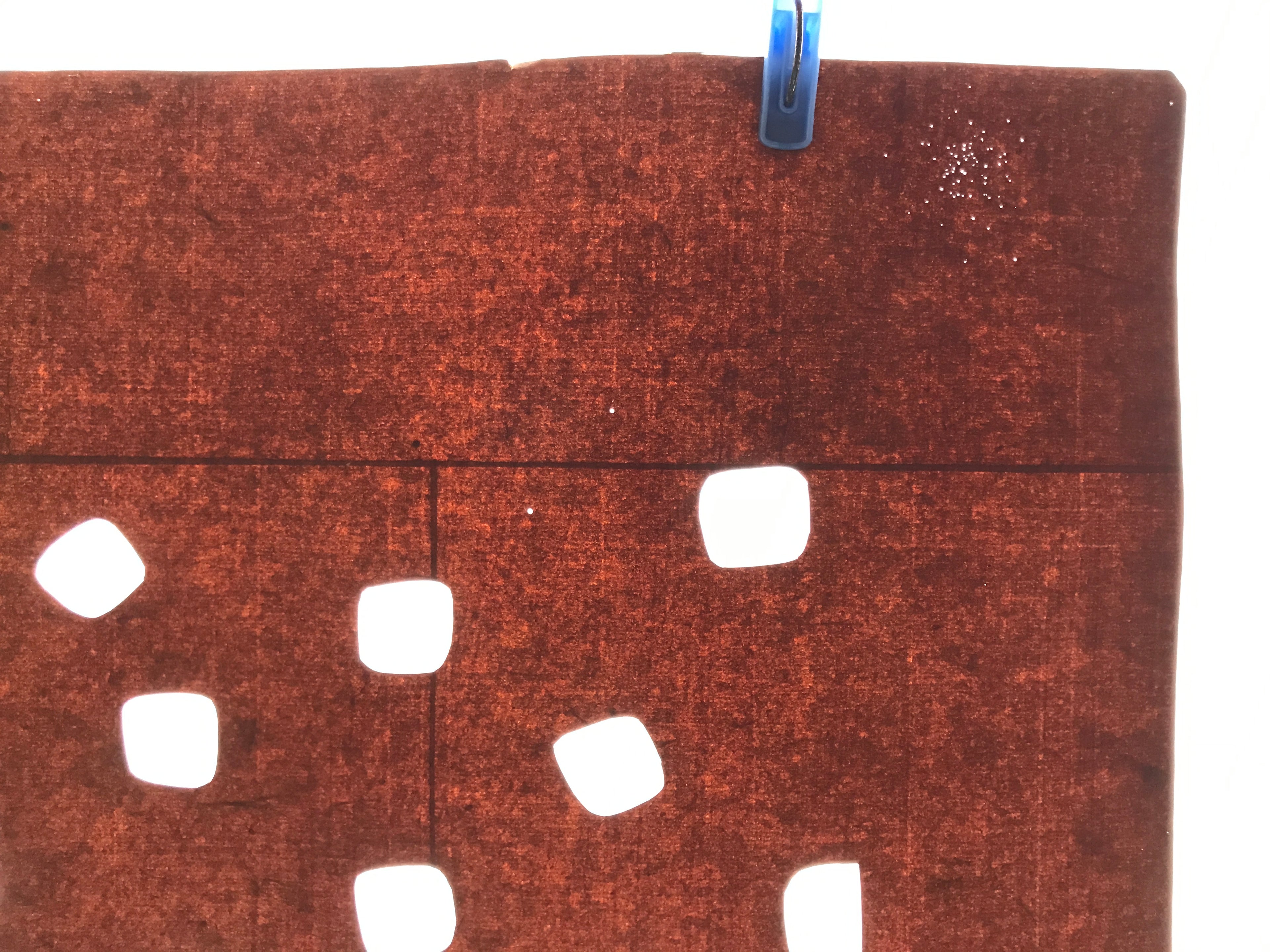 Antique Japanese Katagami Kimono Paper Stencil Katazome Rounded Squares 4Y648