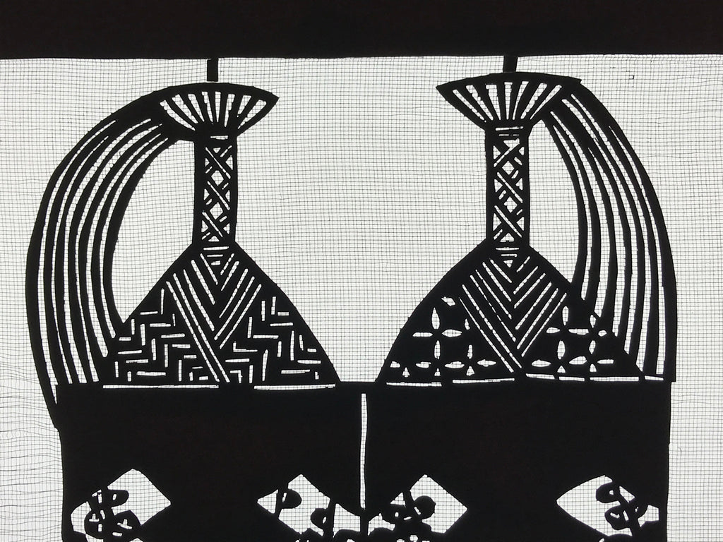 Antique Japanese Katagami Kimono Paper Stencil Katazome Shouchikubai Panel 4Y533