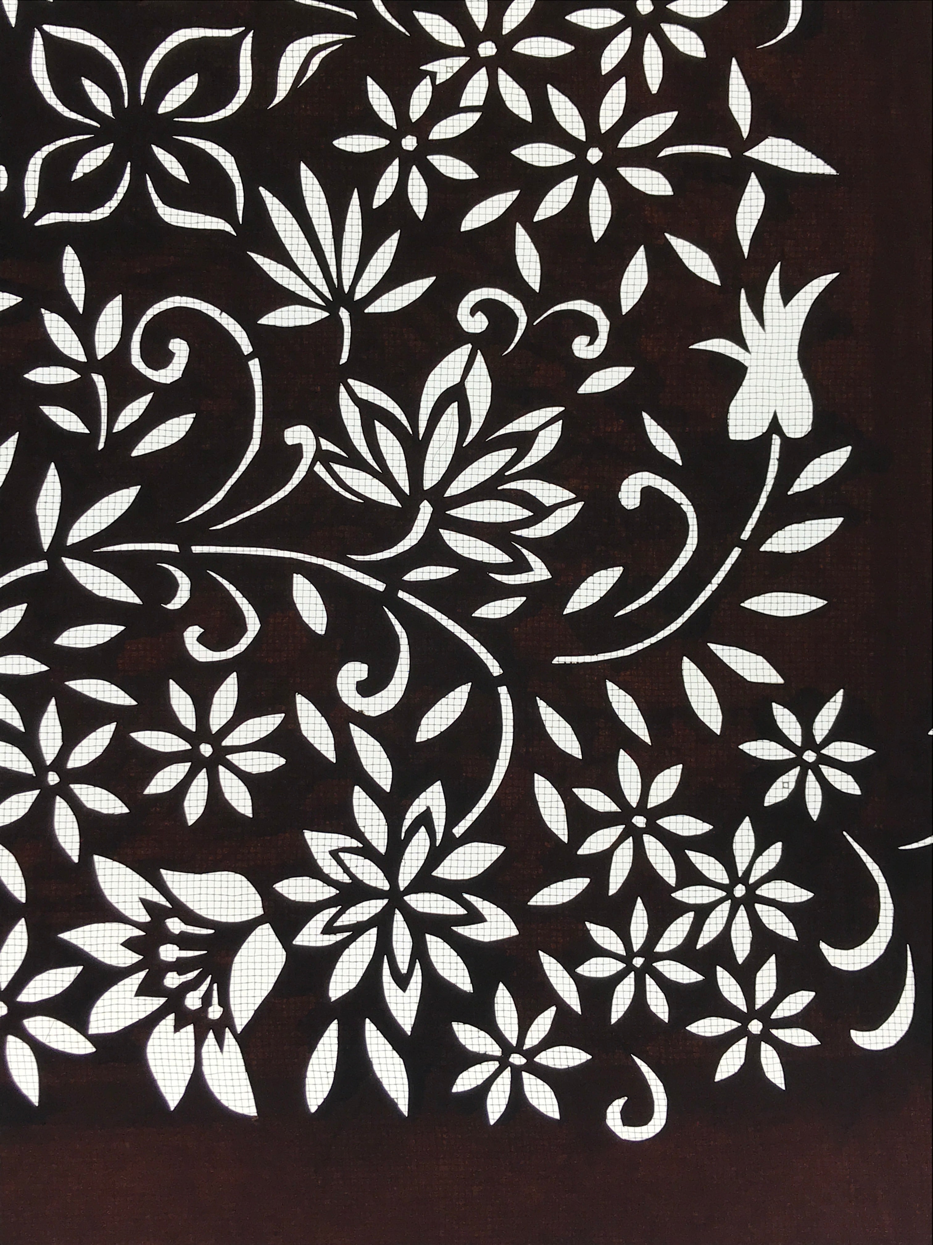 Antique Japanese Katagami Kimono Paper Stencil Katazome Small Flowers 4Y559