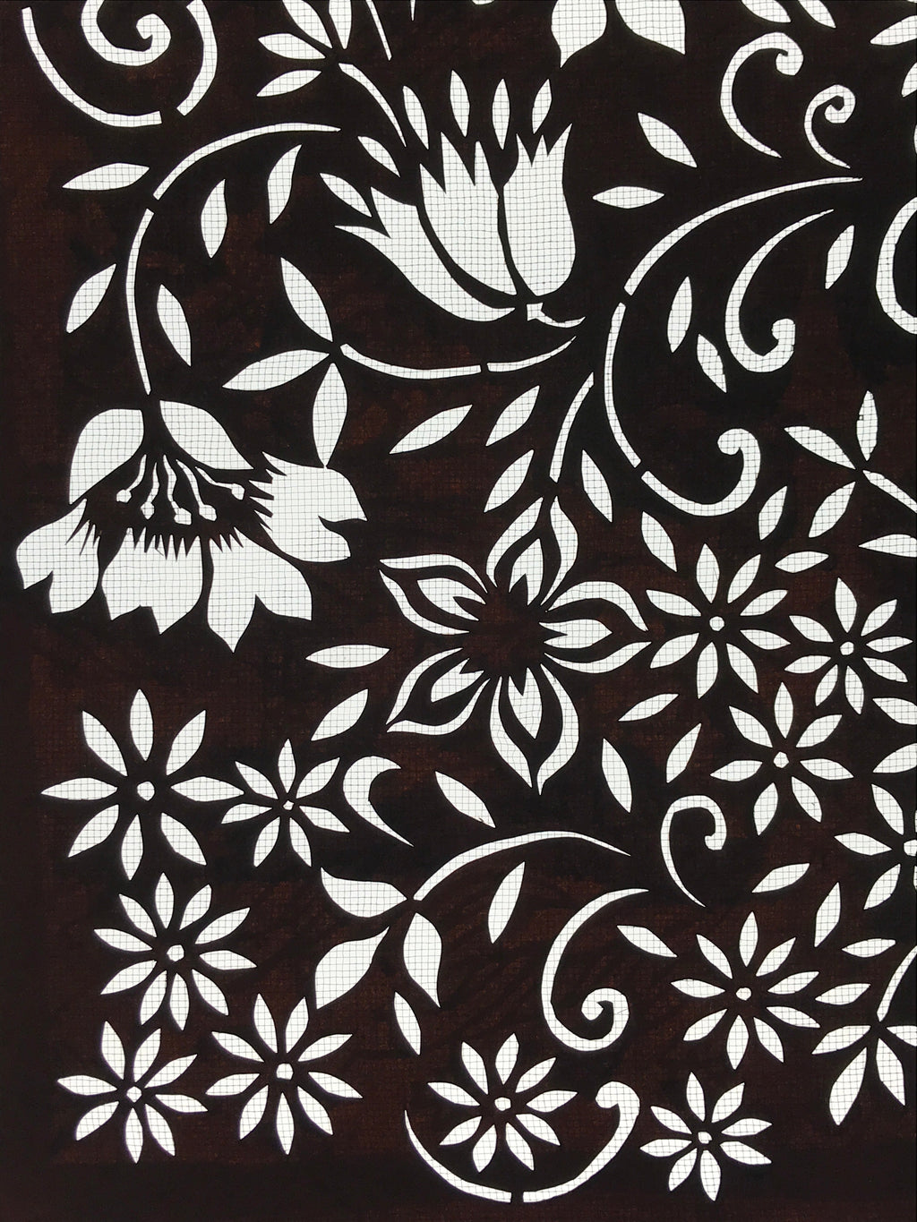 Antique Japanese Katagami Kimono Paper Stencil Katazome Small Flowers 4Y559