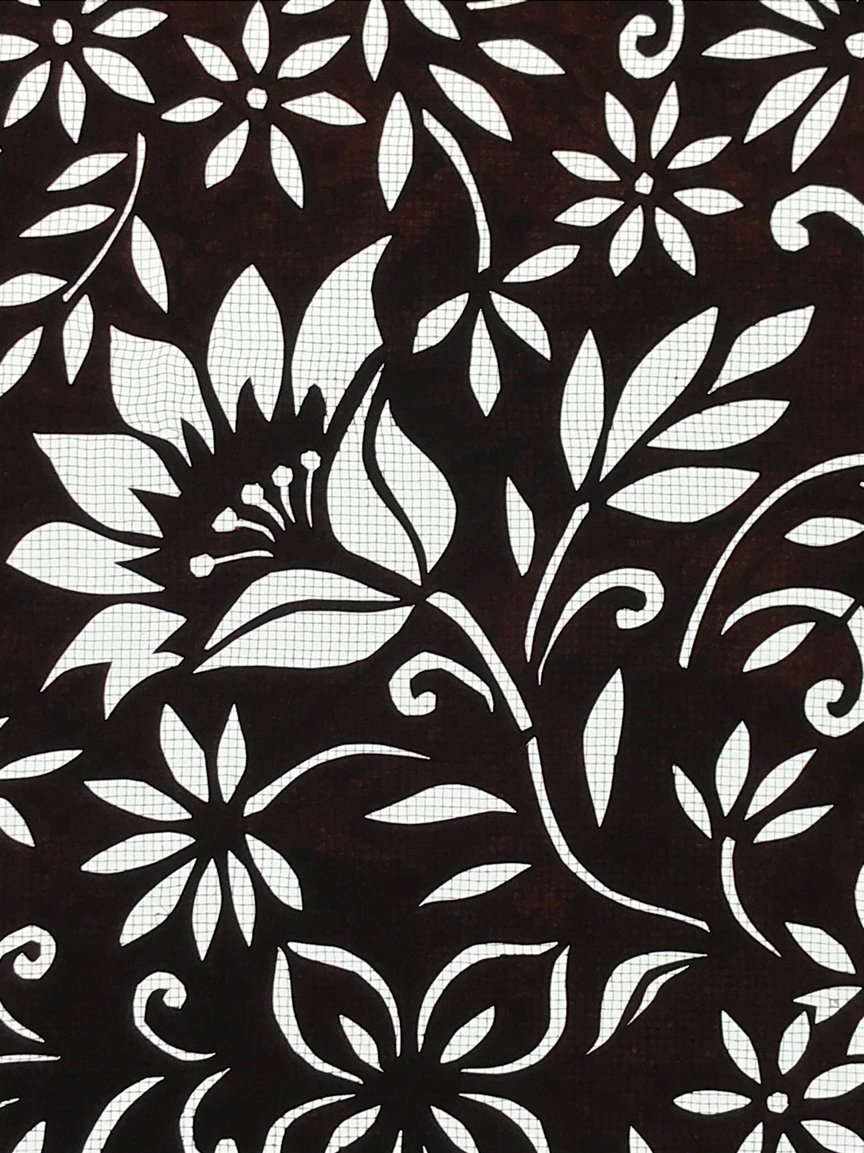 Antique Japanese Katagami Kimono Paper Stencil Katazome Small Flowers 4Y559