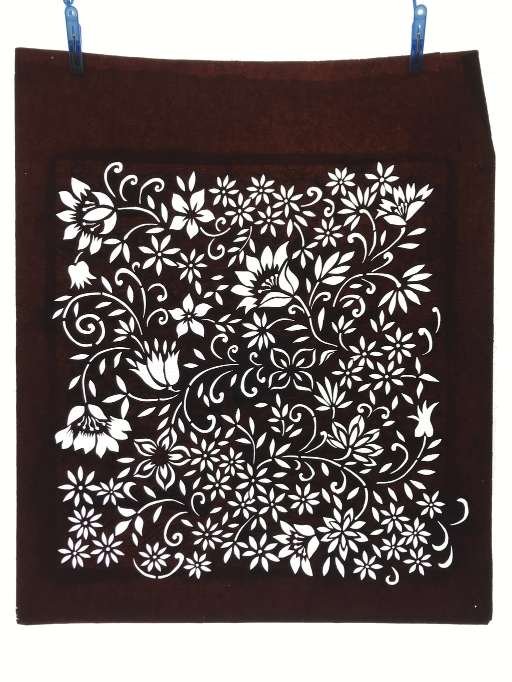 Antique Japanese Katagami Kimono Paper Stencil Katazome Small Flowers 4Y559