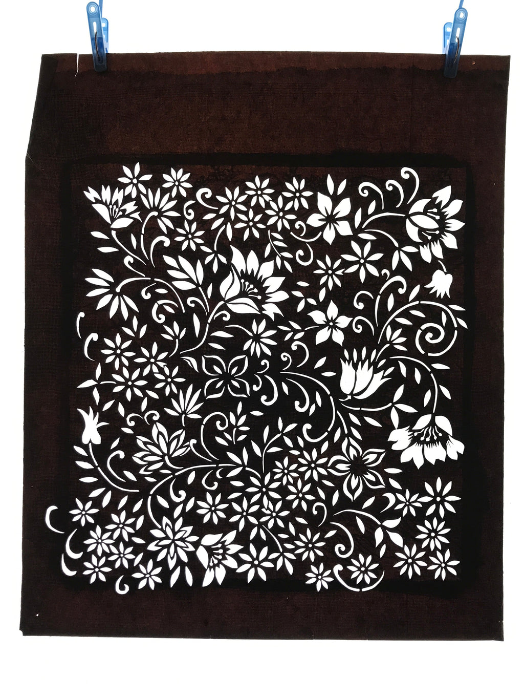 Antique Japanese Katagami Kimono Paper Stencil Katazome Small Flowers 4Y559