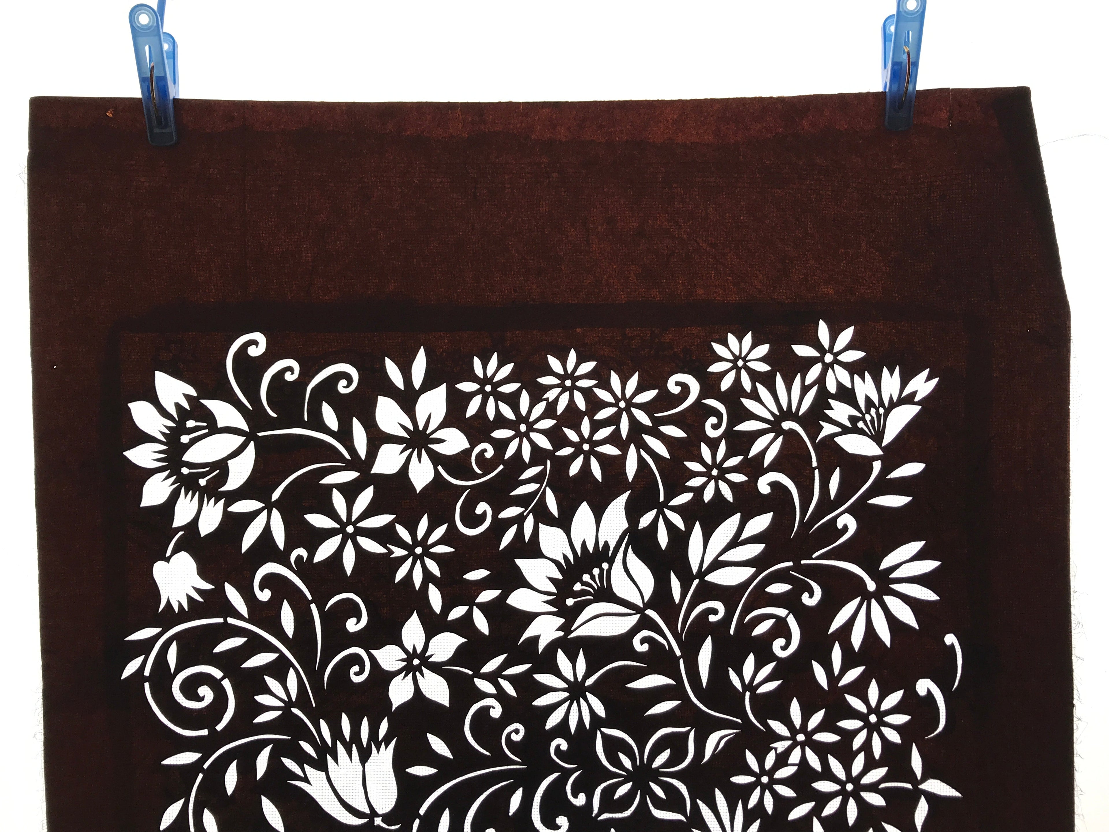 Antique Japanese Katagami Kimono Paper Stencil Katazome Small Flowers 4Y559