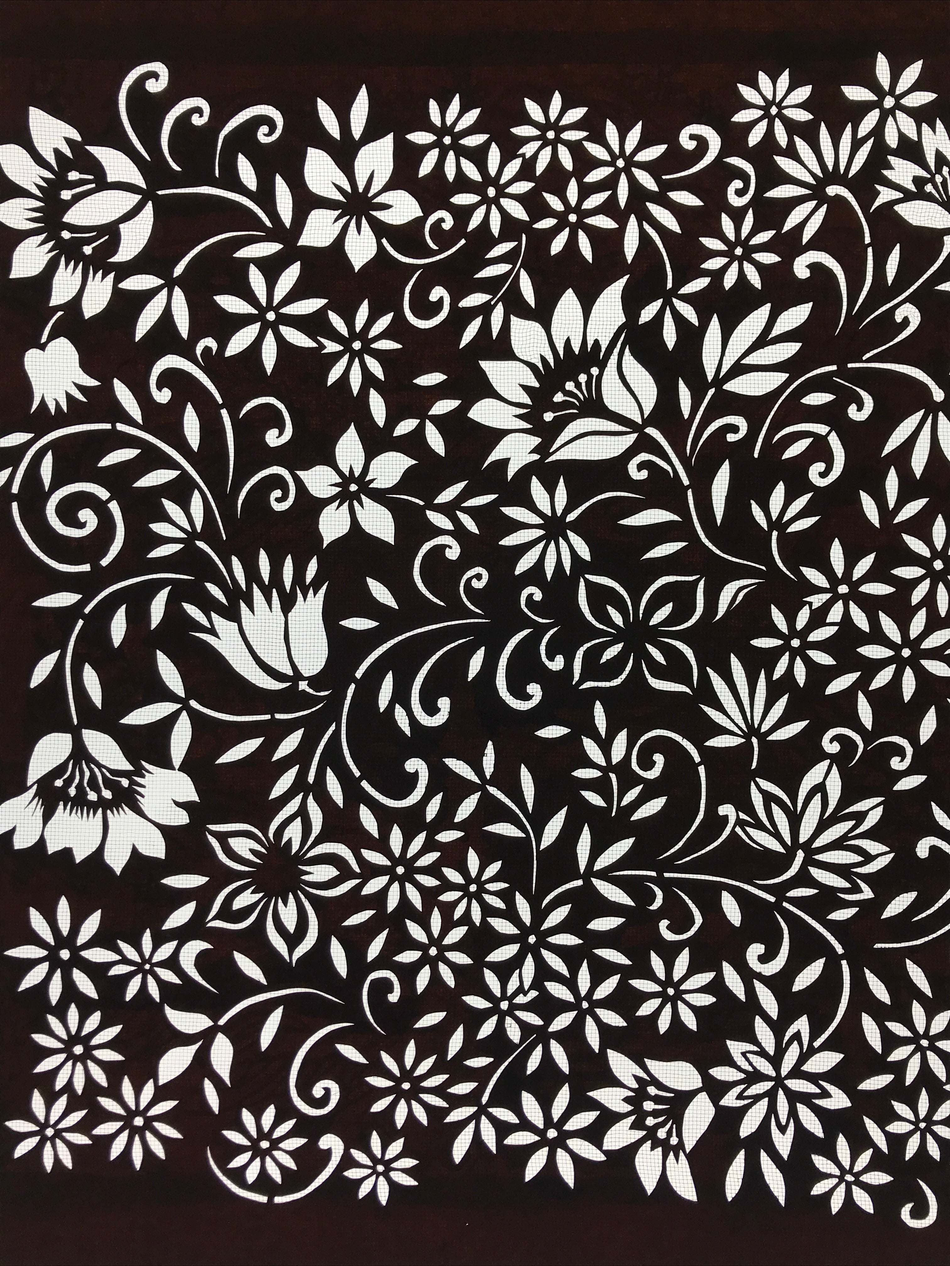 Antique Japanese Katagami Kimono Paper Stencil Katazome Small Flowers 4Y559