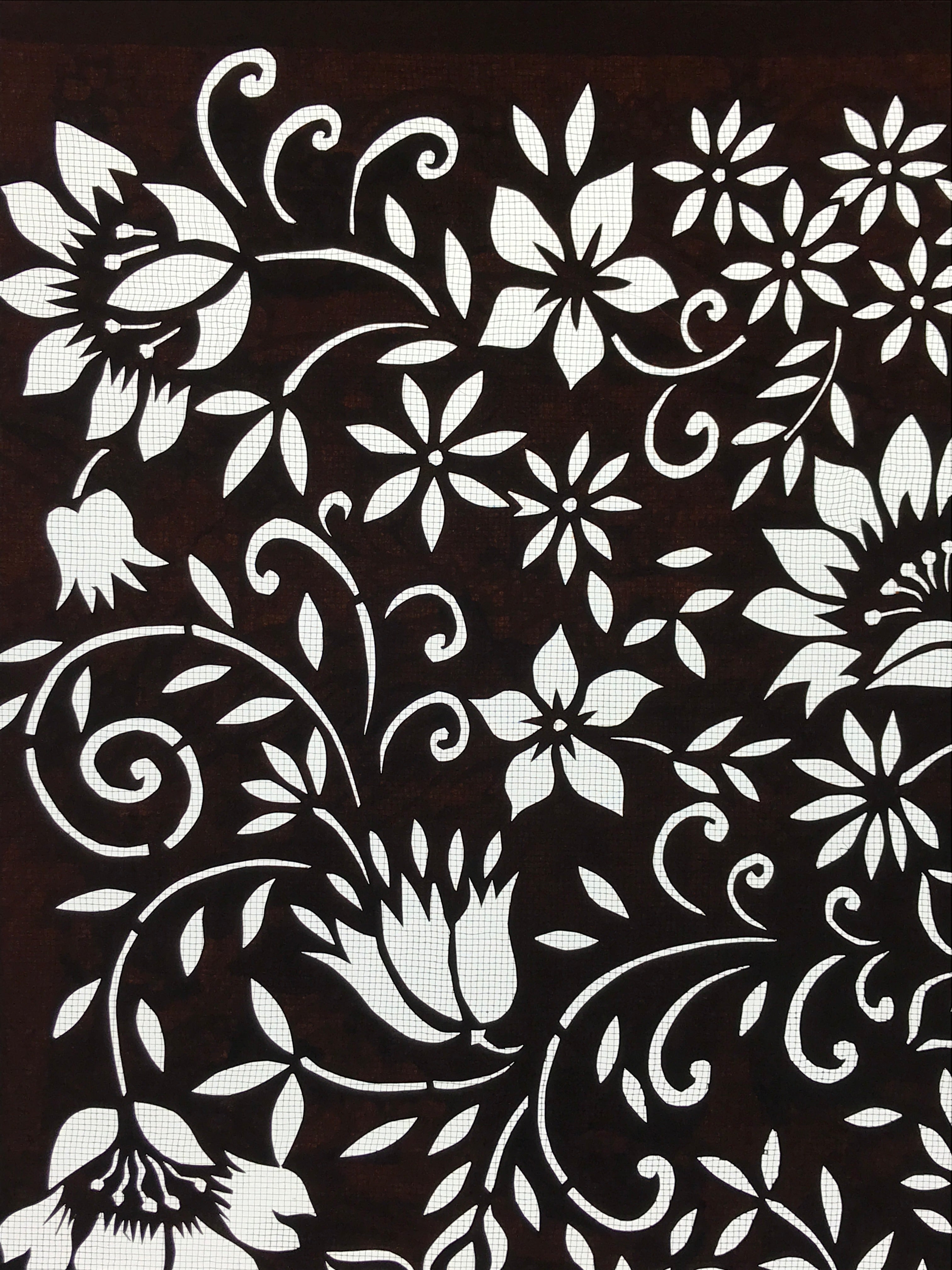 Antique Japanese Katagami Kimono Paper Stencil Katazome Small Flowers 4Y559